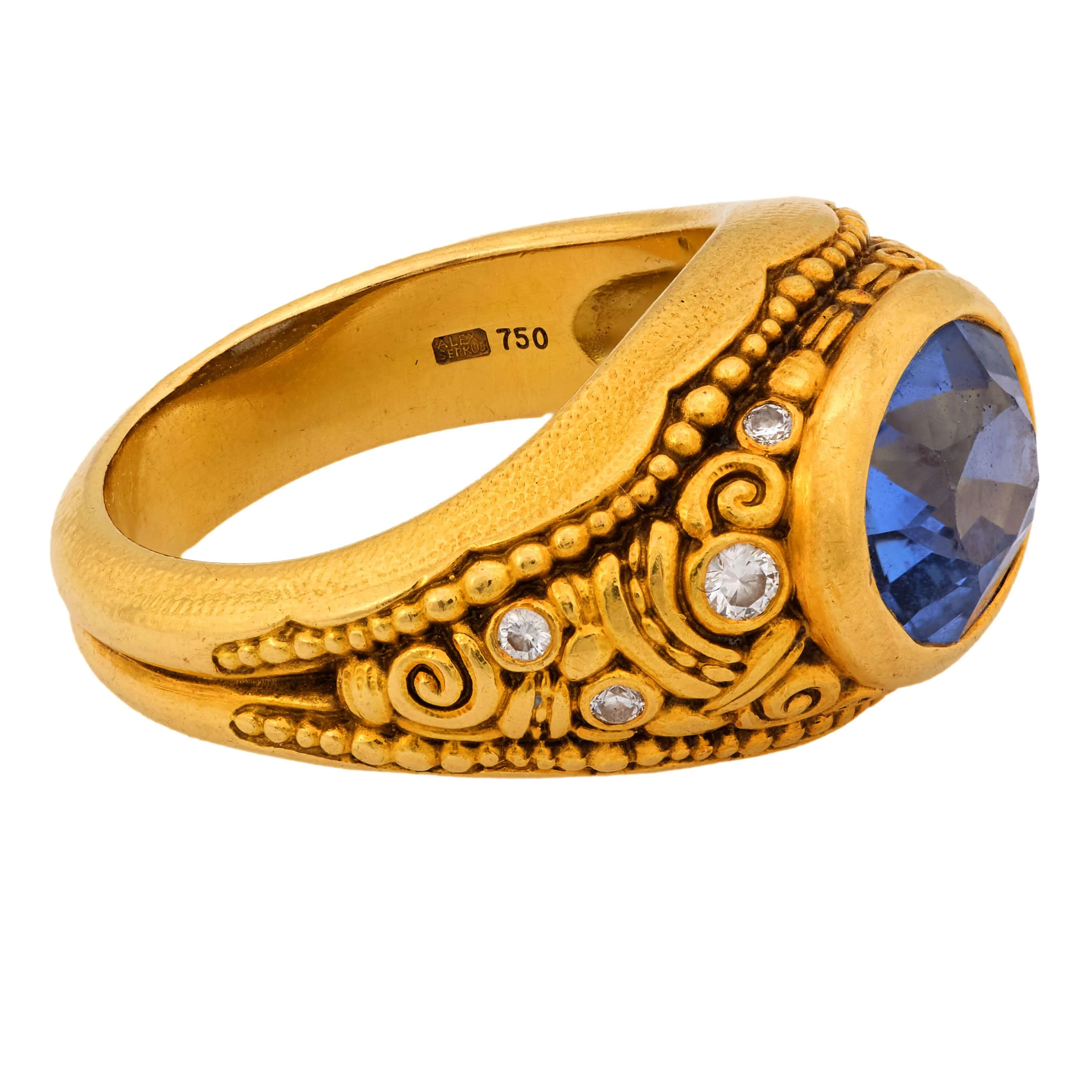 ALEX ŠEPKUS Estate 18k Sapphire and Diamond Ring - Image 2