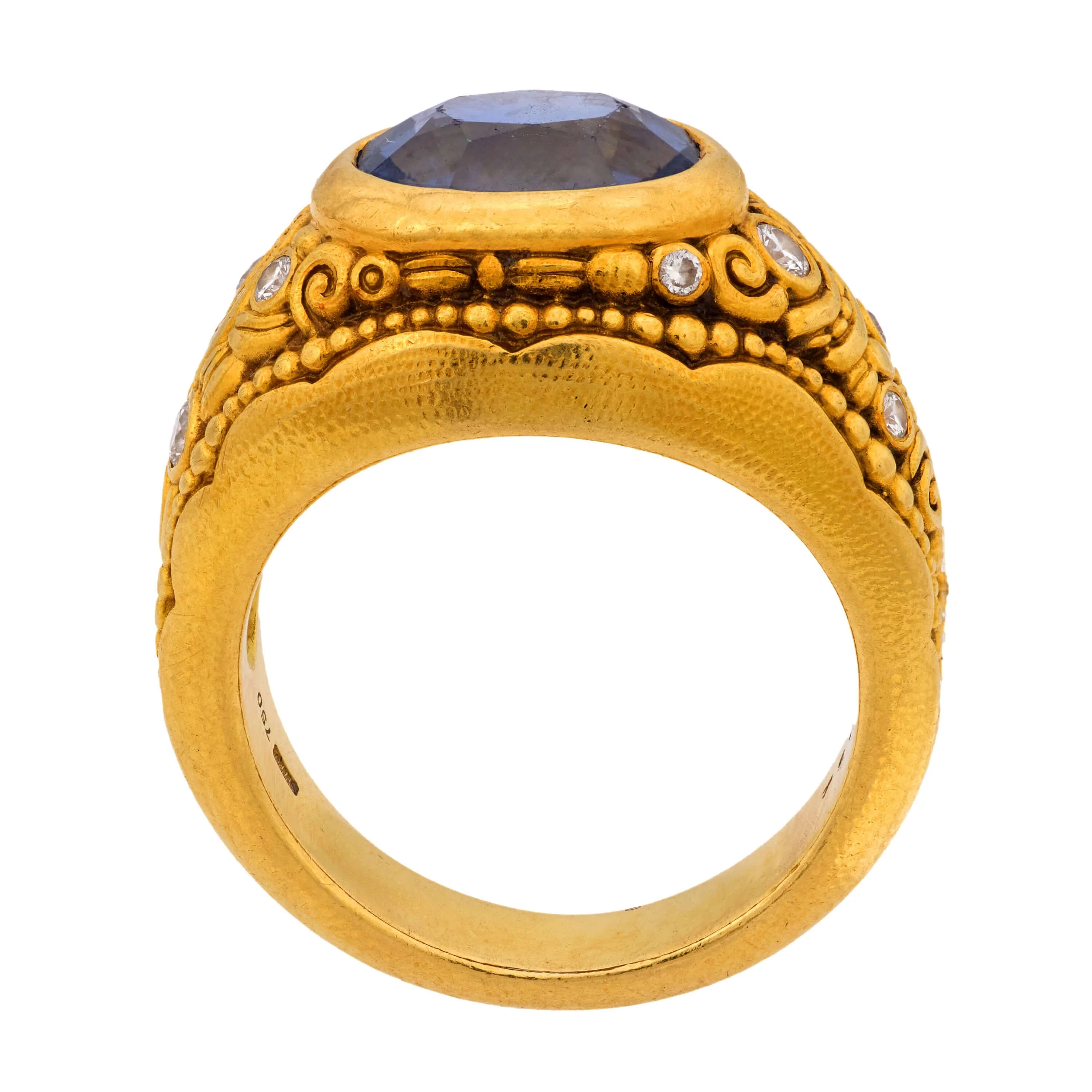 ALEX ŠEPKUS Estate 18k Sapphire and Diamond Ring - Image 3