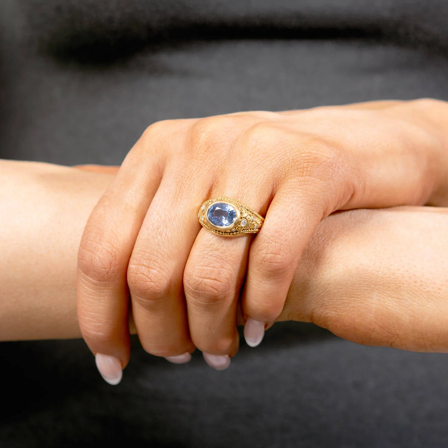 ALEX ŠEPKUS Estate 18k Sapphire and Diamond Ring - Image 5