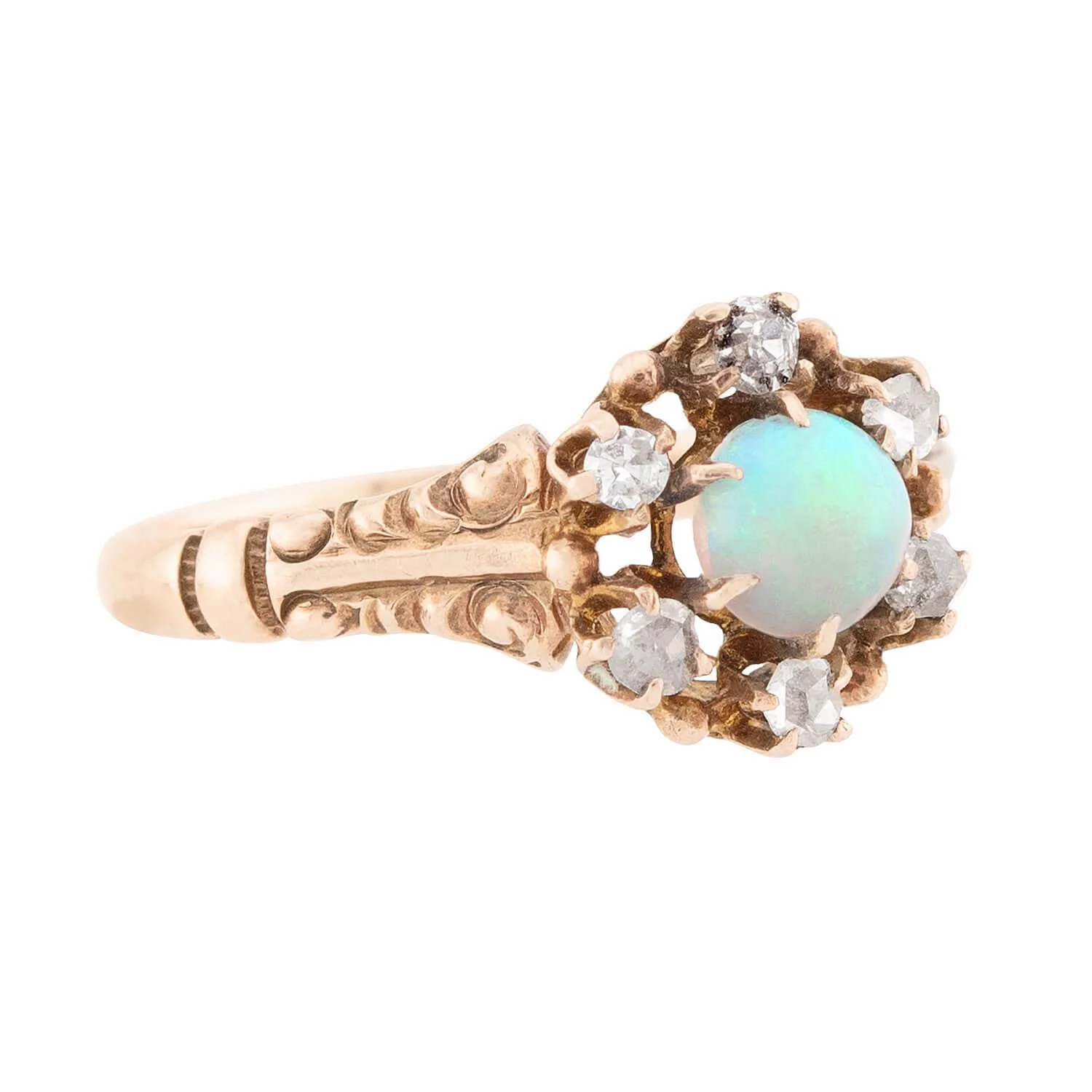 ALLSOP-STELLER INC. Victorian 14k Opal and Diamond Halo Ring - Image 2
