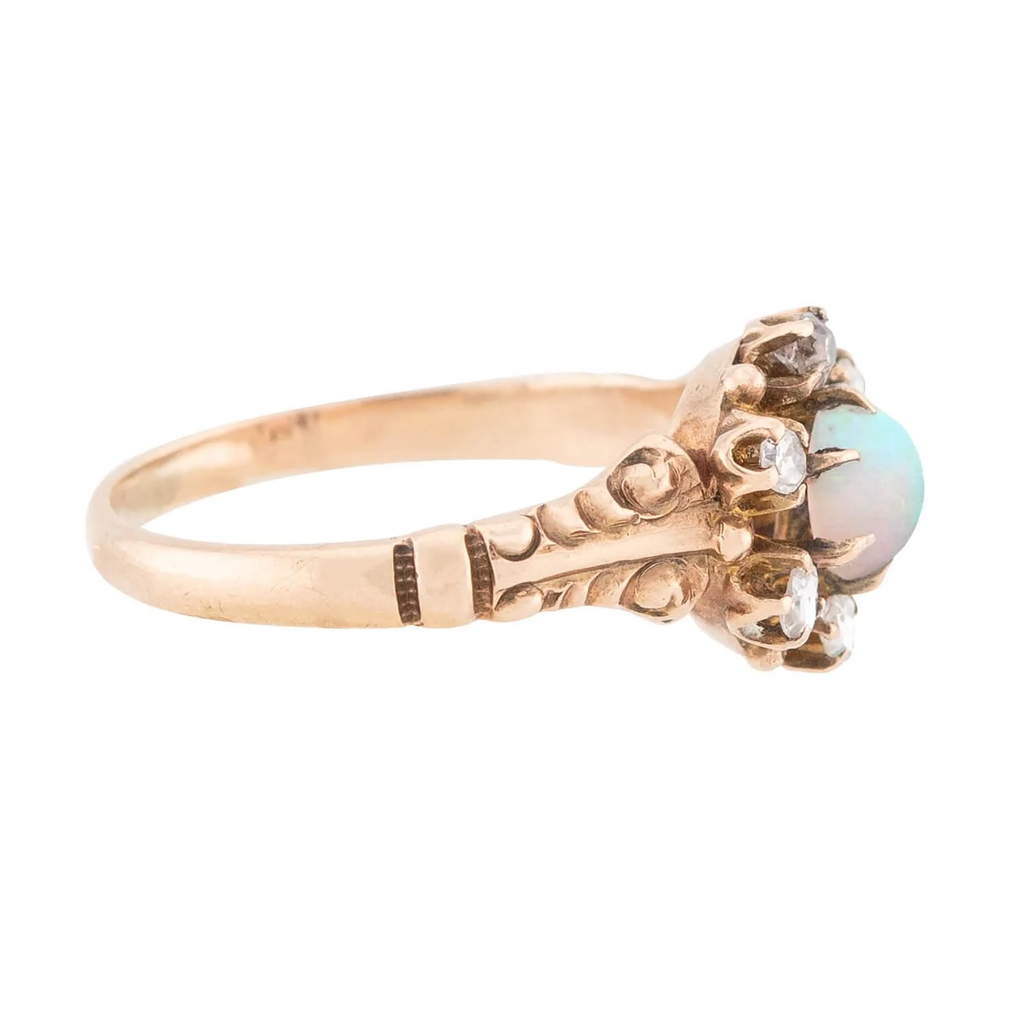 ALLSOP-STELLER INC. Victorian 14k Opal and Diamond Halo Ring - Image 3