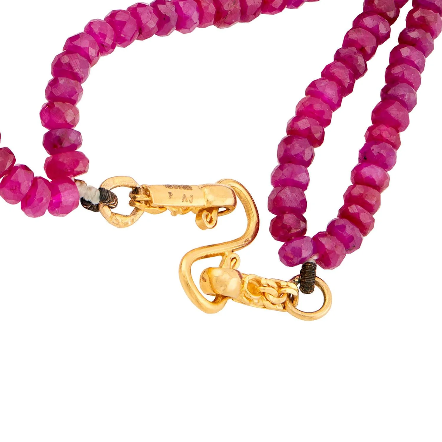 ANJANEY JEWELRY Estate Indian 22k Ruby Bead Necklace - Image 3