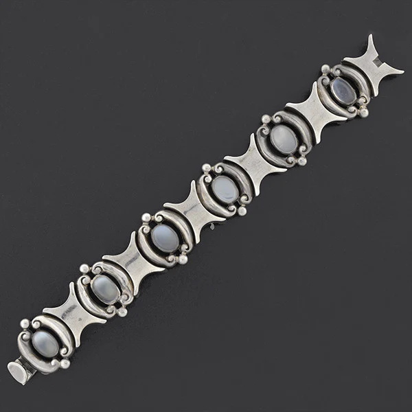 ANTONIO PINEDA Vintage Sterling & Moonstone Link Bracelet - Image 4