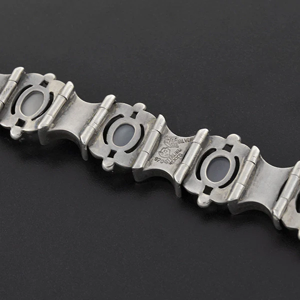ANTONIO PINEDA Vintage Sterling & Moonstone Link Bracelet - Image 5