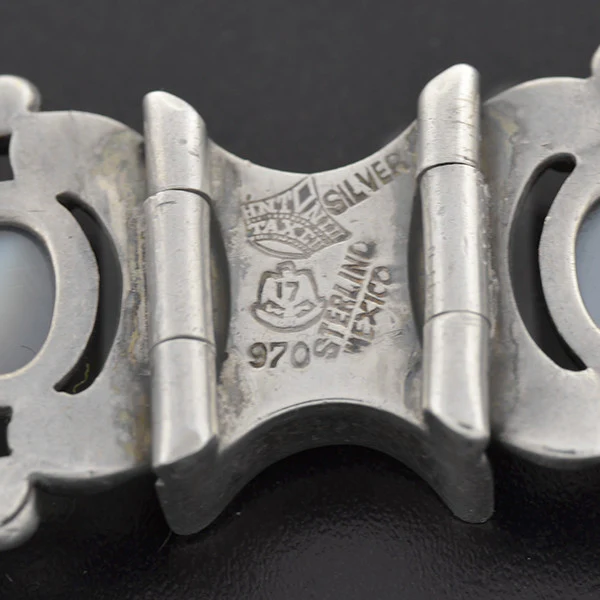 ANTONIO PINEDA Vintage Sterling & Moonstone Link Bracelet - Image 6