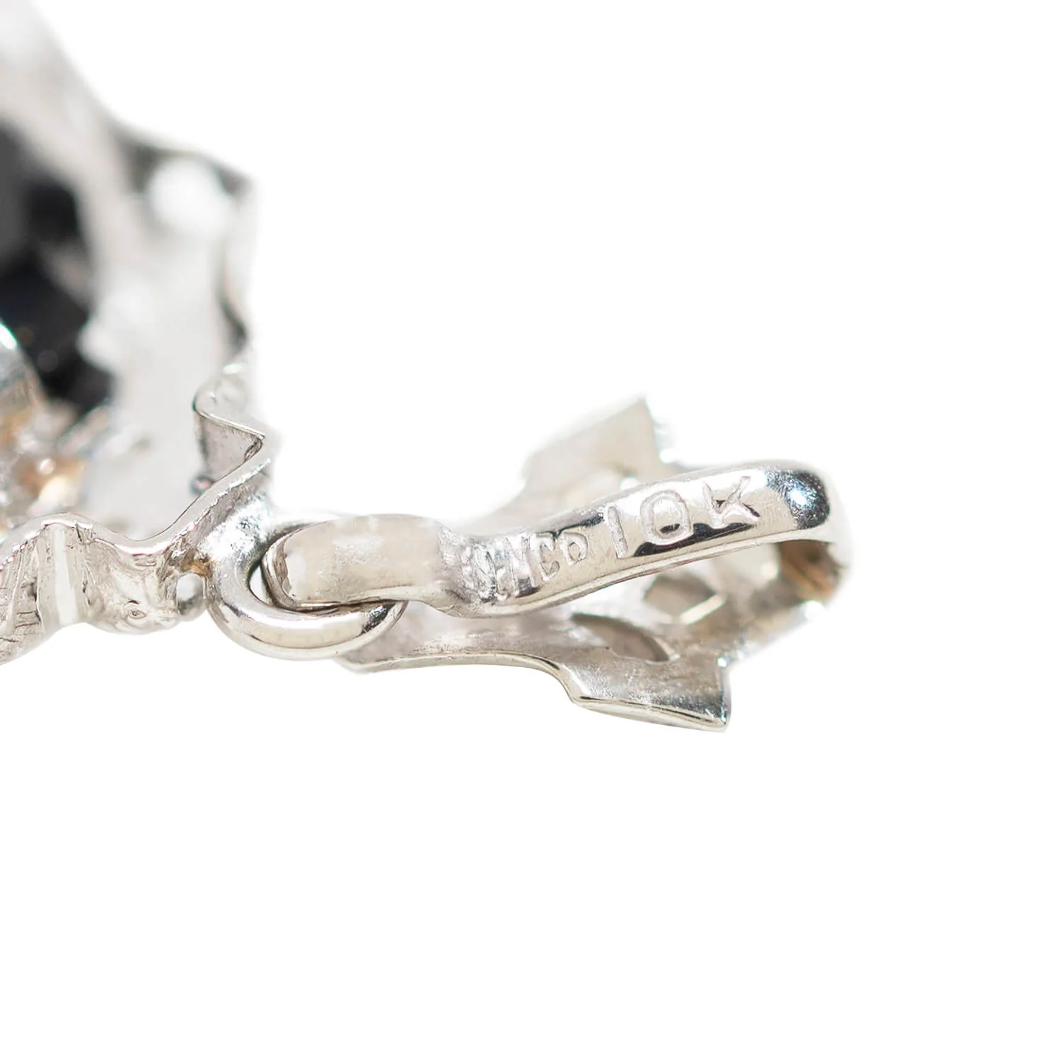 Art Deco 10K Diamond + Onyx Filigree Pendent - Image 4