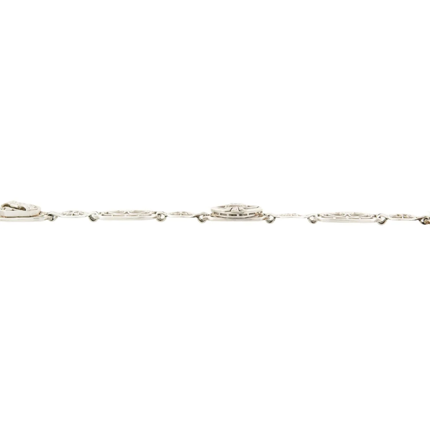 Art Deco 10k/Platinum Diamond Filigree Bracelet - Image 3