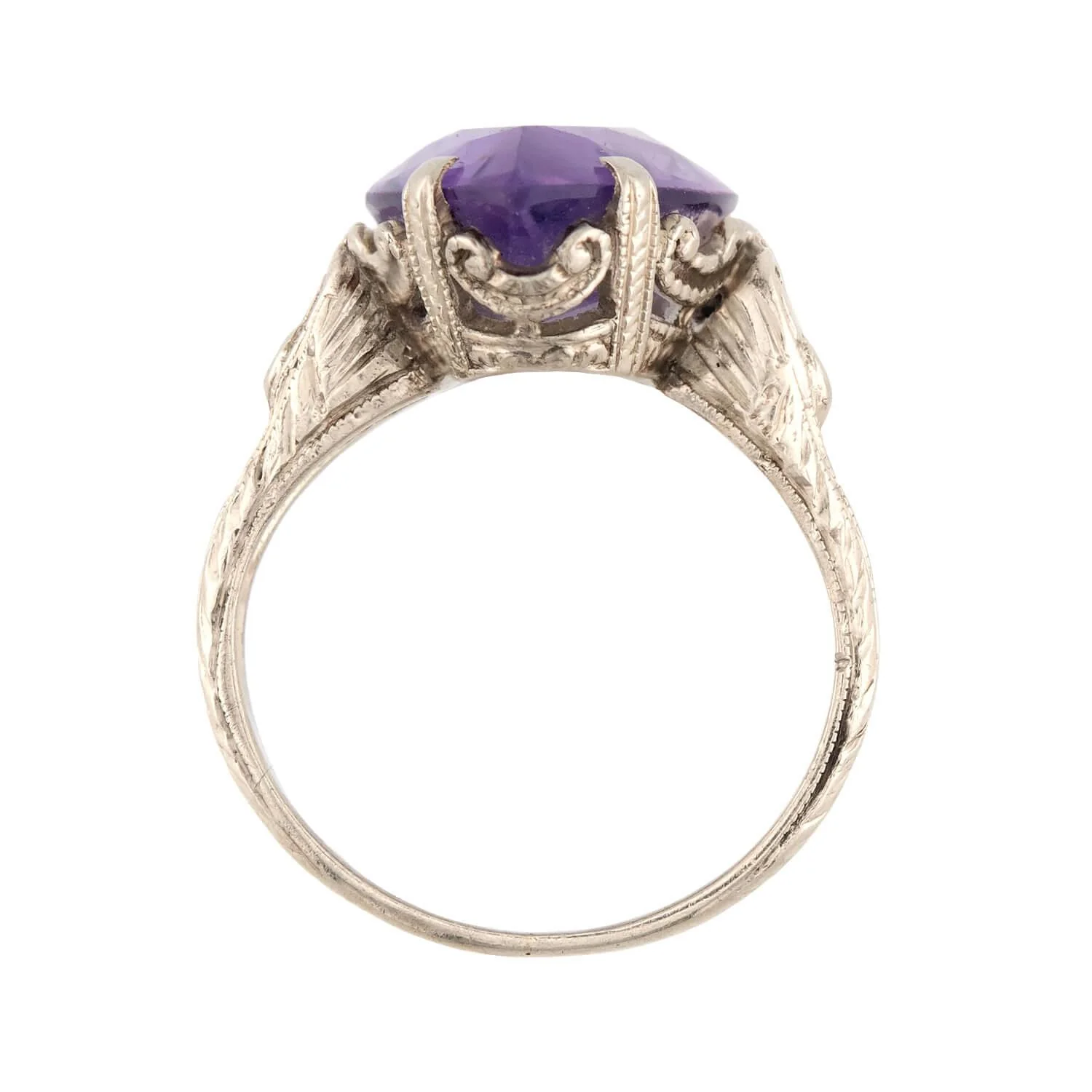 Art Deco 14k Amethyst Navette Ring - Image 4