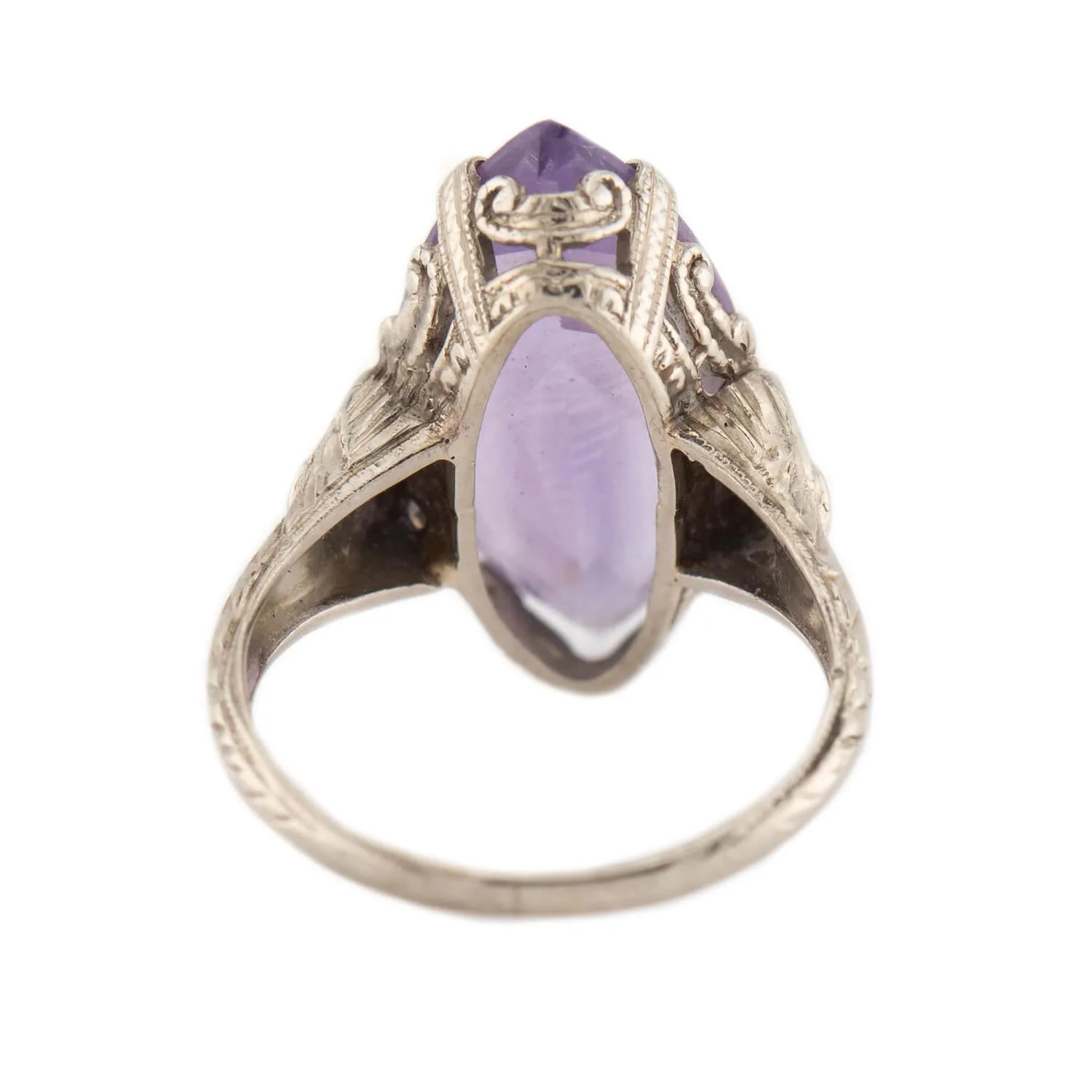 Art Deco 14k Amethyst Navette Ring - Image 5