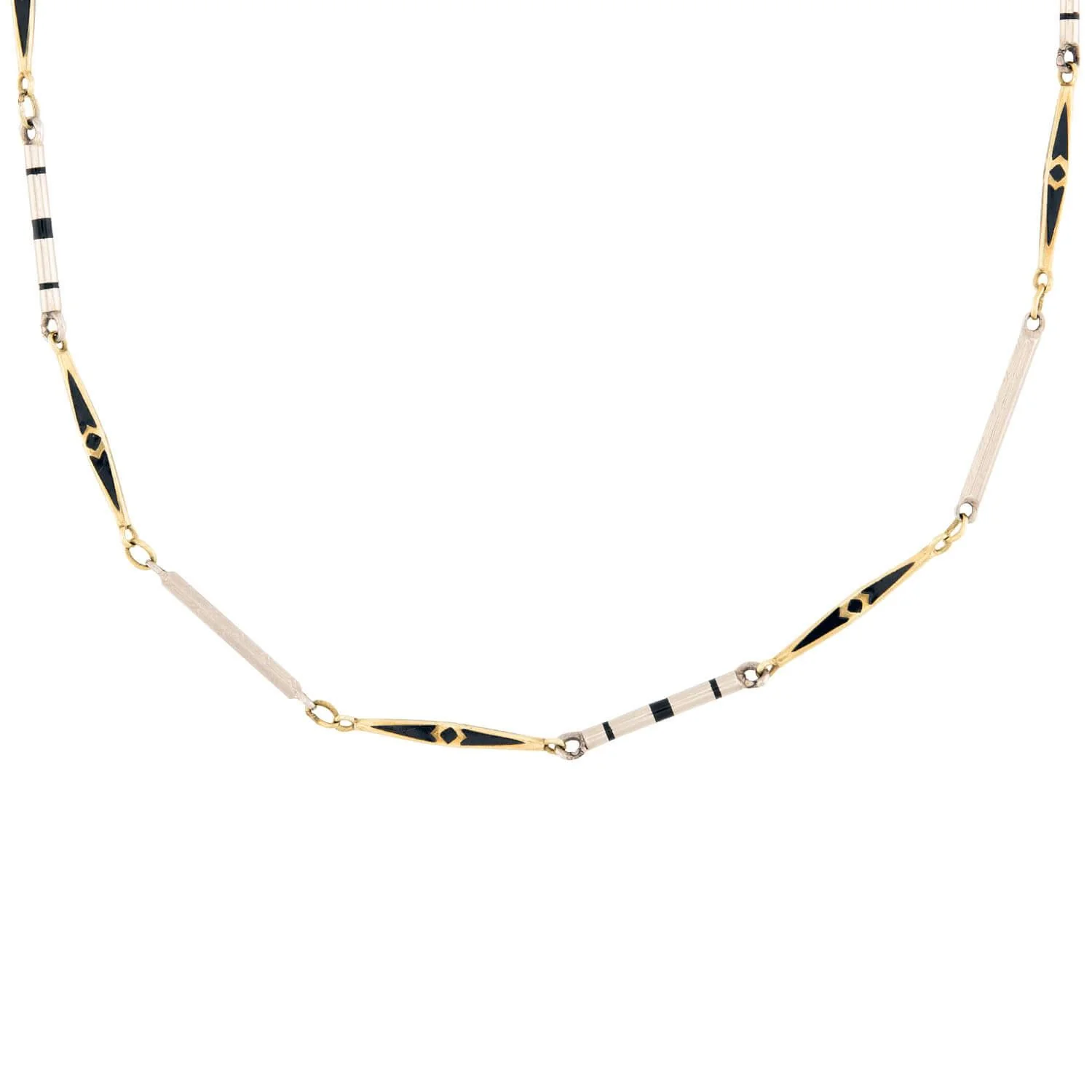 Art Deco 14k and Enamel Watch Chain