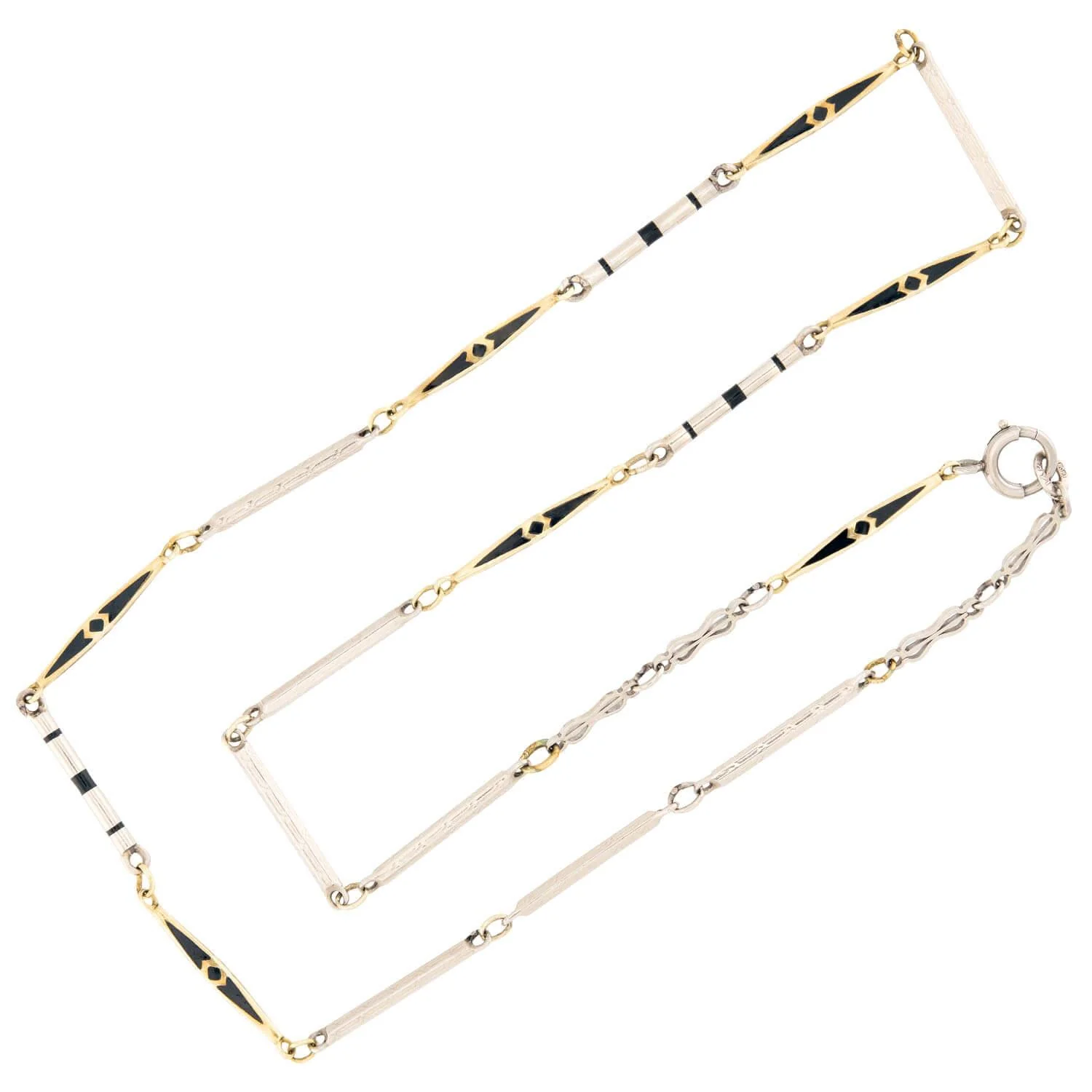Art Deco 14k and Enamel Watch Chain - Image 2