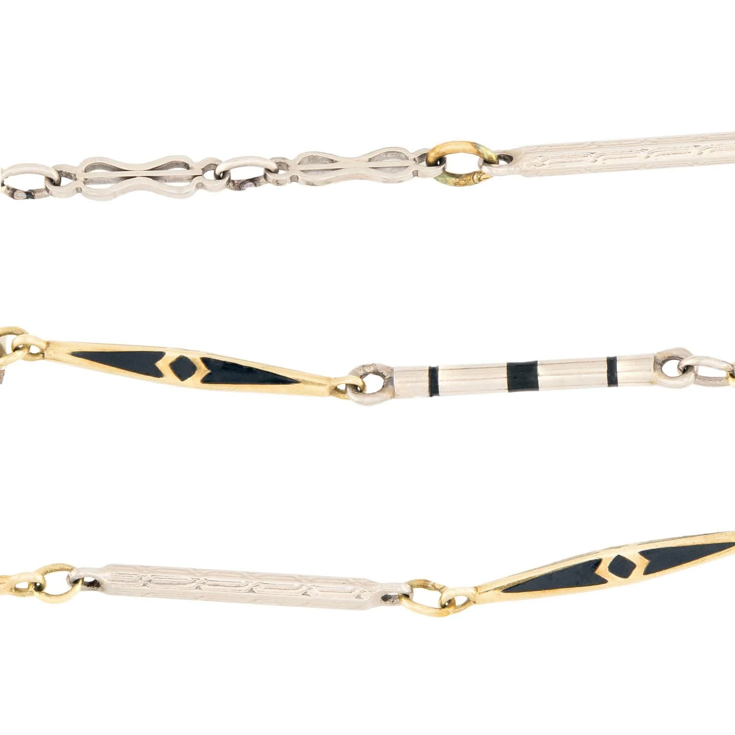 Art Deco 14k and Enamel Watch Chain - Image 3