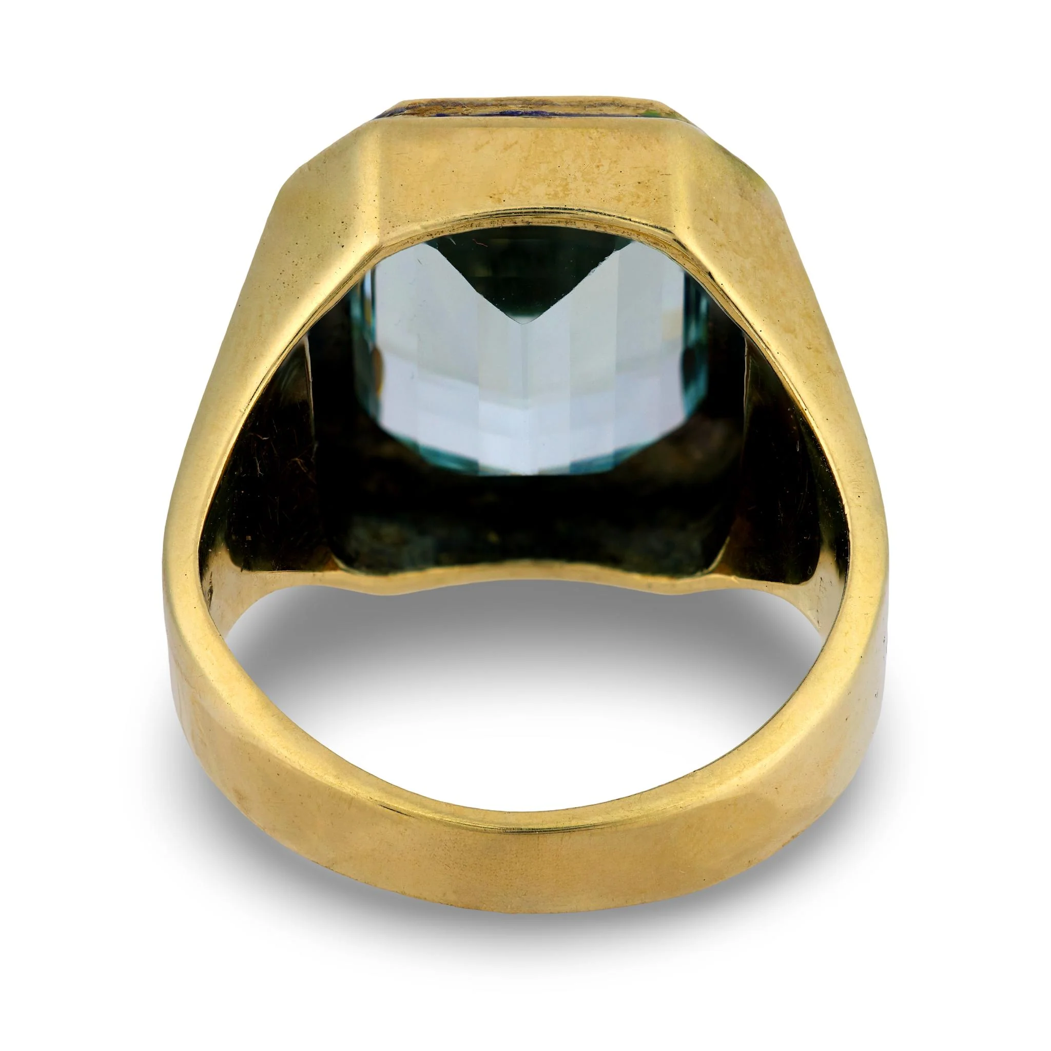 Art Deco 14k Aqua Enamel Cocktail Ring - Image 5