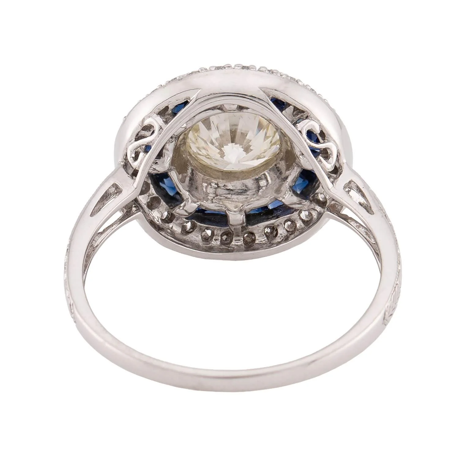 Art Deco 14k Diamond and Sapphire Halo Ring - Image 5