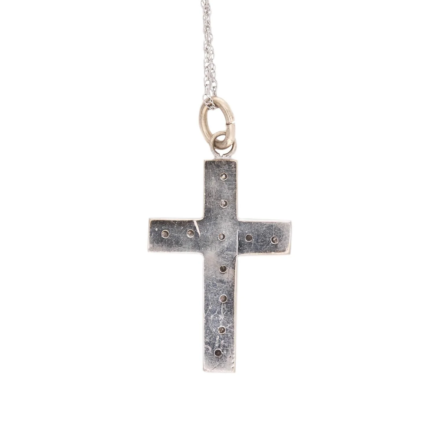 Art Deco 14k Diamond Cross Pendant Necklace - Image 4