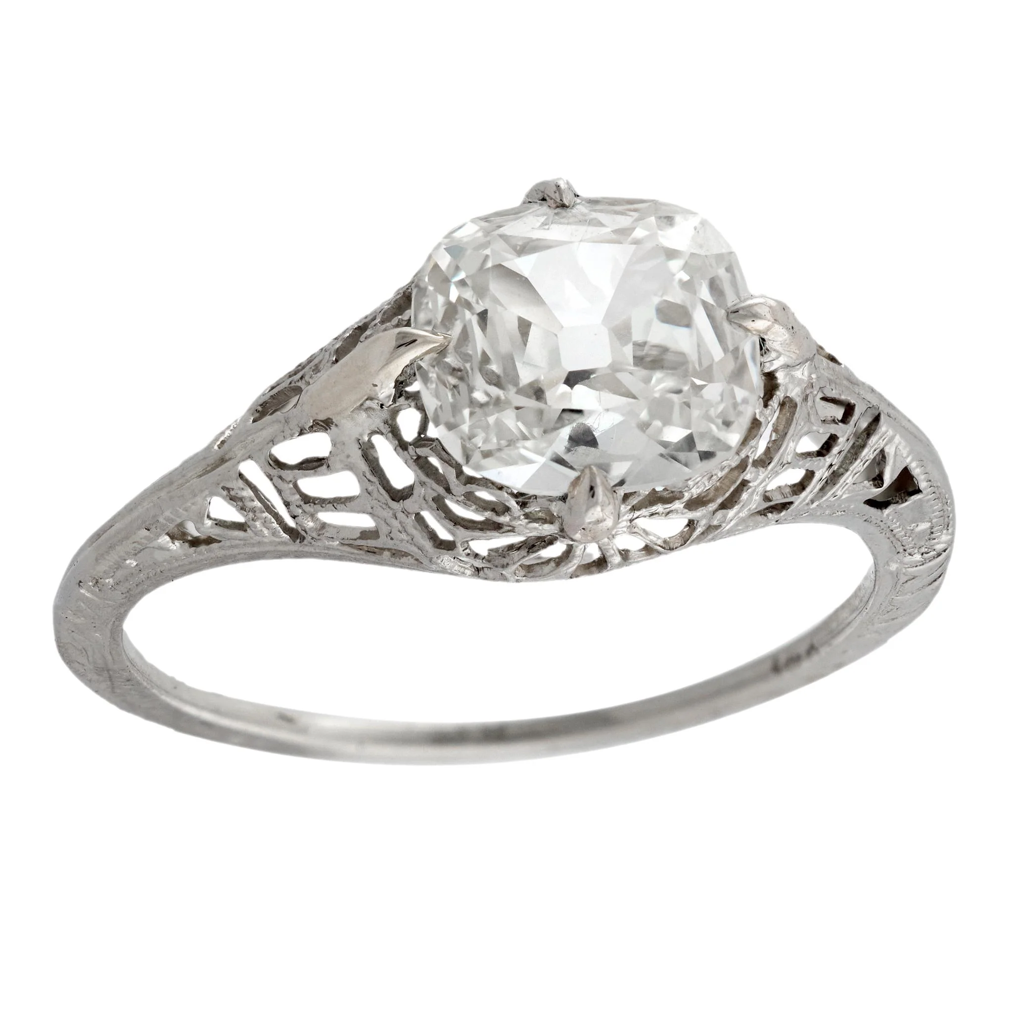 Art Deco 14k Peruzzi Diamond Engagement Ring 1.20ct