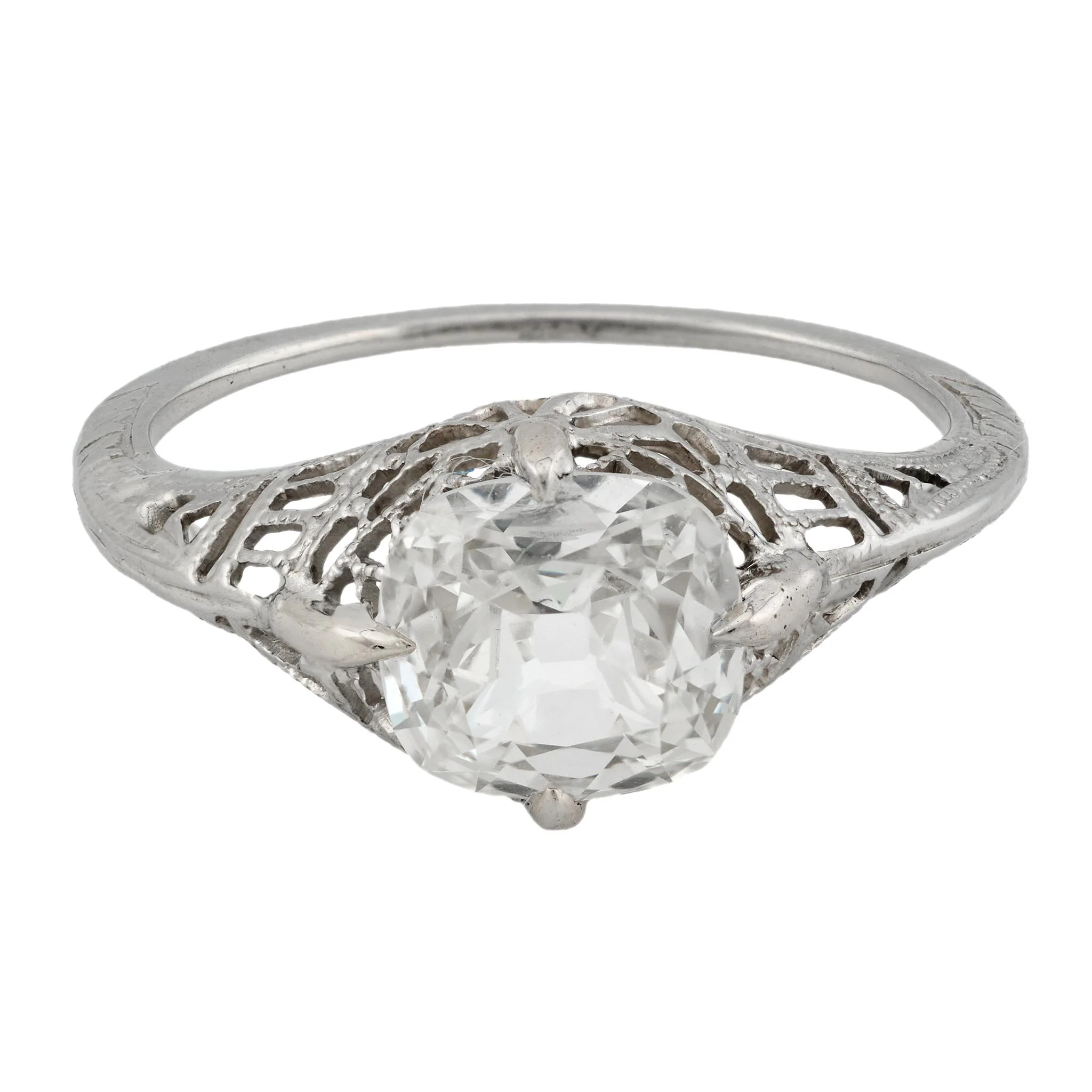 Art Deco 14k Peruzzi Diamond Engagement Ring 1.20ct - Image 2