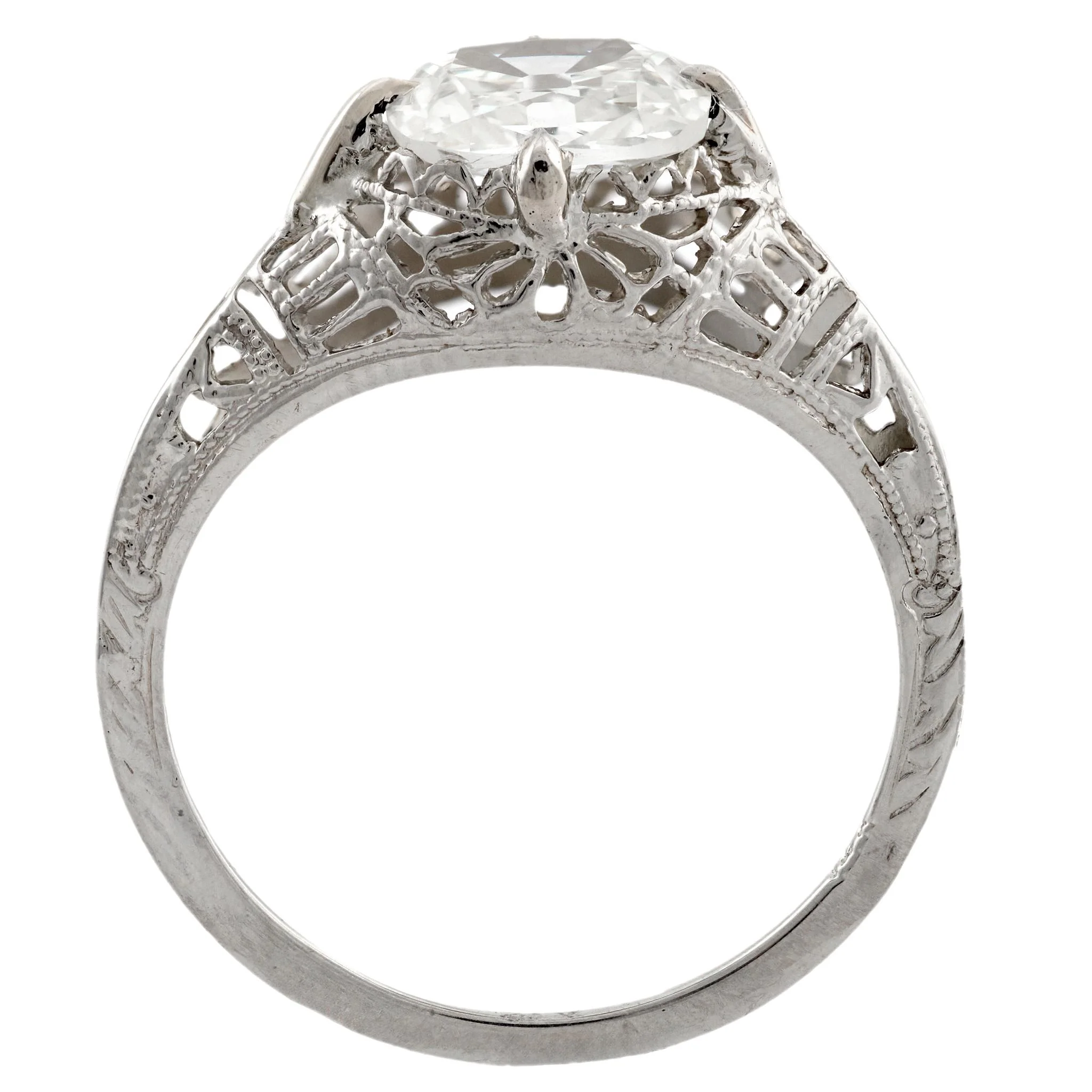 Art Deco 14k Peruzzi Diamond Engagement Ring 1.20ct - Image 4