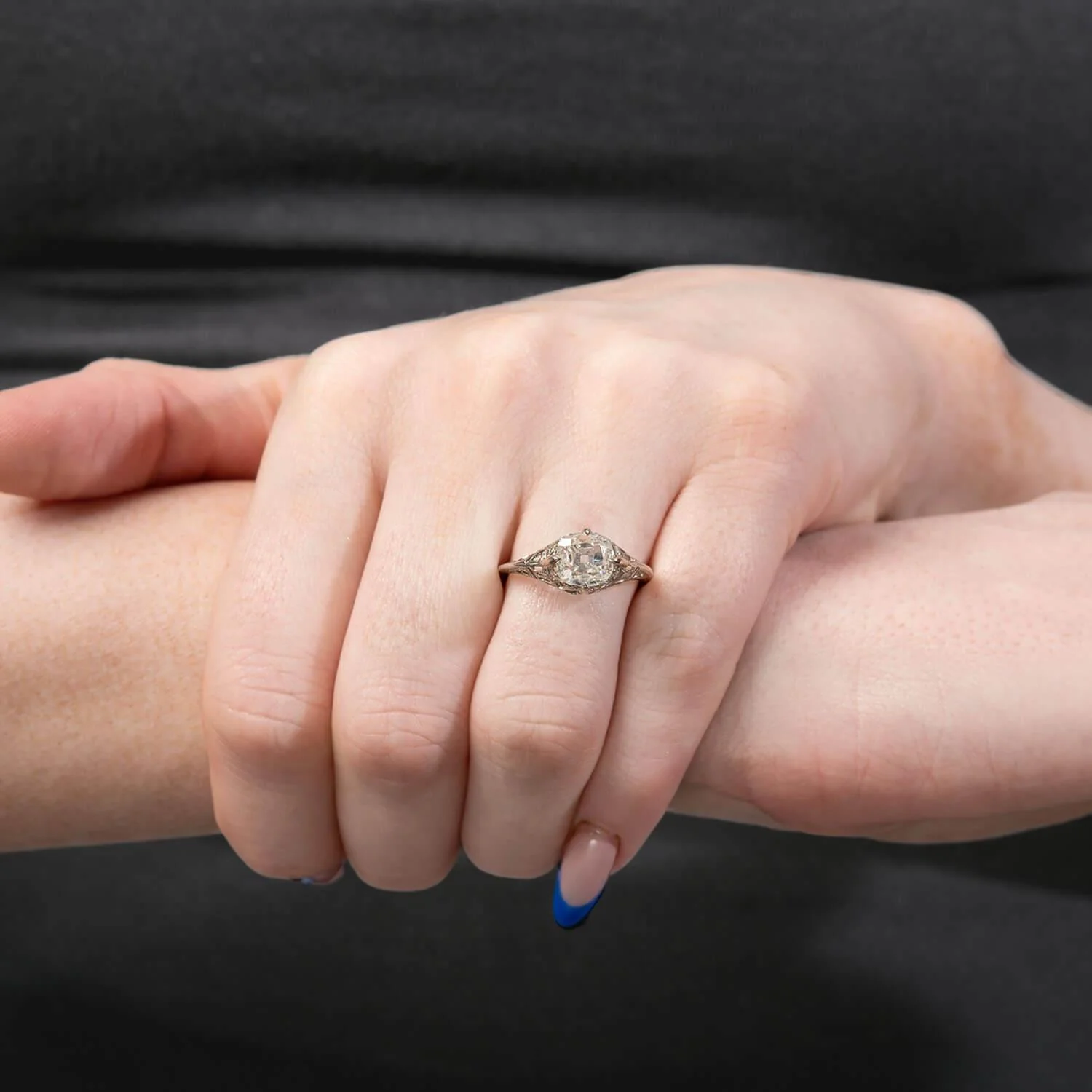 Art Deco 14k Peruzzi Diamond Engagement Ring 1.20ct - Image 6