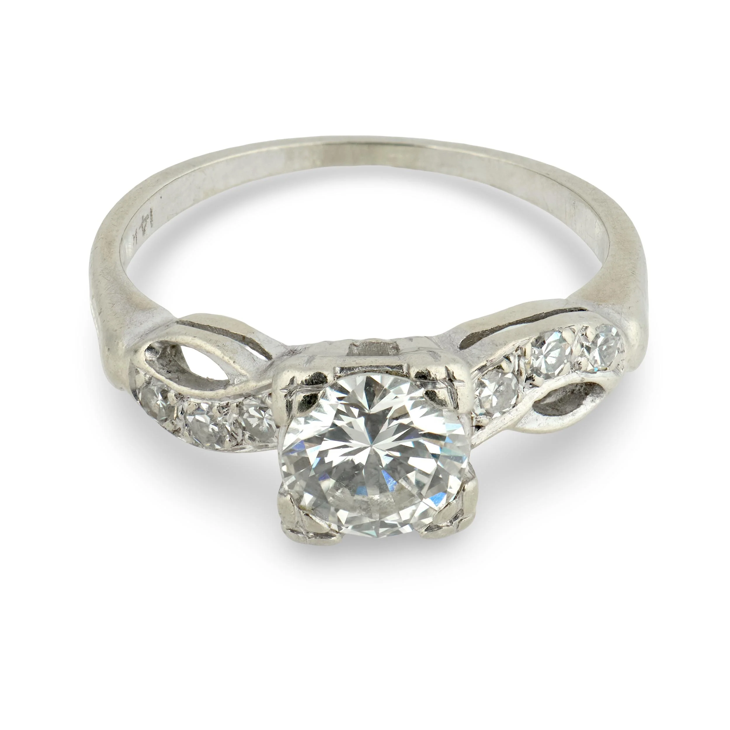 Art Deco 14k Diamond Engagement Ring .70ct - Image 2