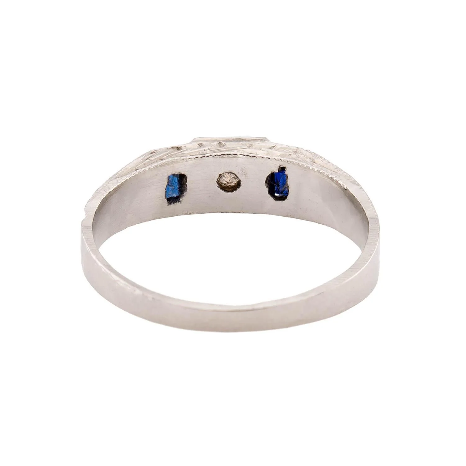 Art Deco 14k Diamond & Sapphire Pinky Ring - Image 5