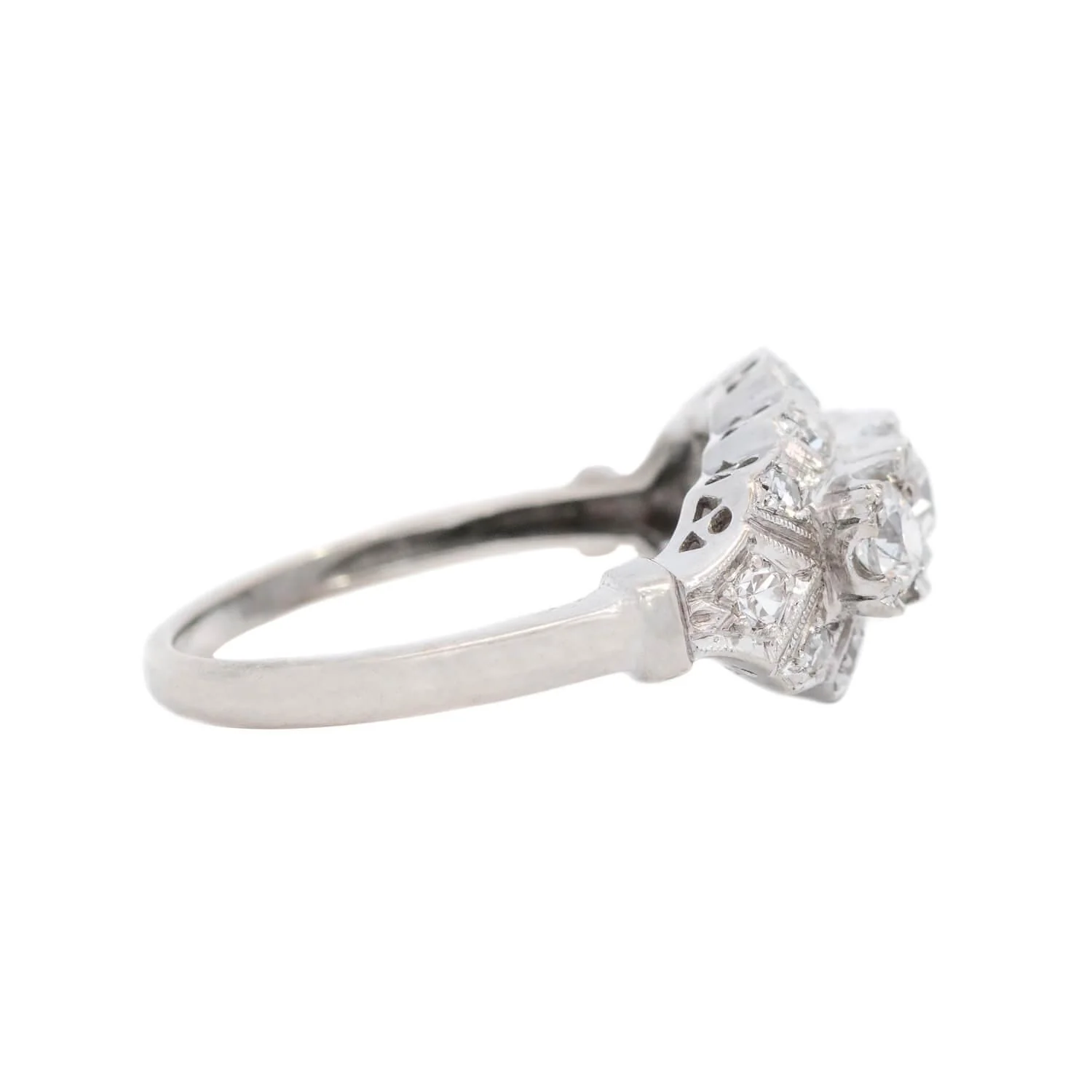 Art Deco 14k Diamond Three Stone Engagement Ring - Image 3