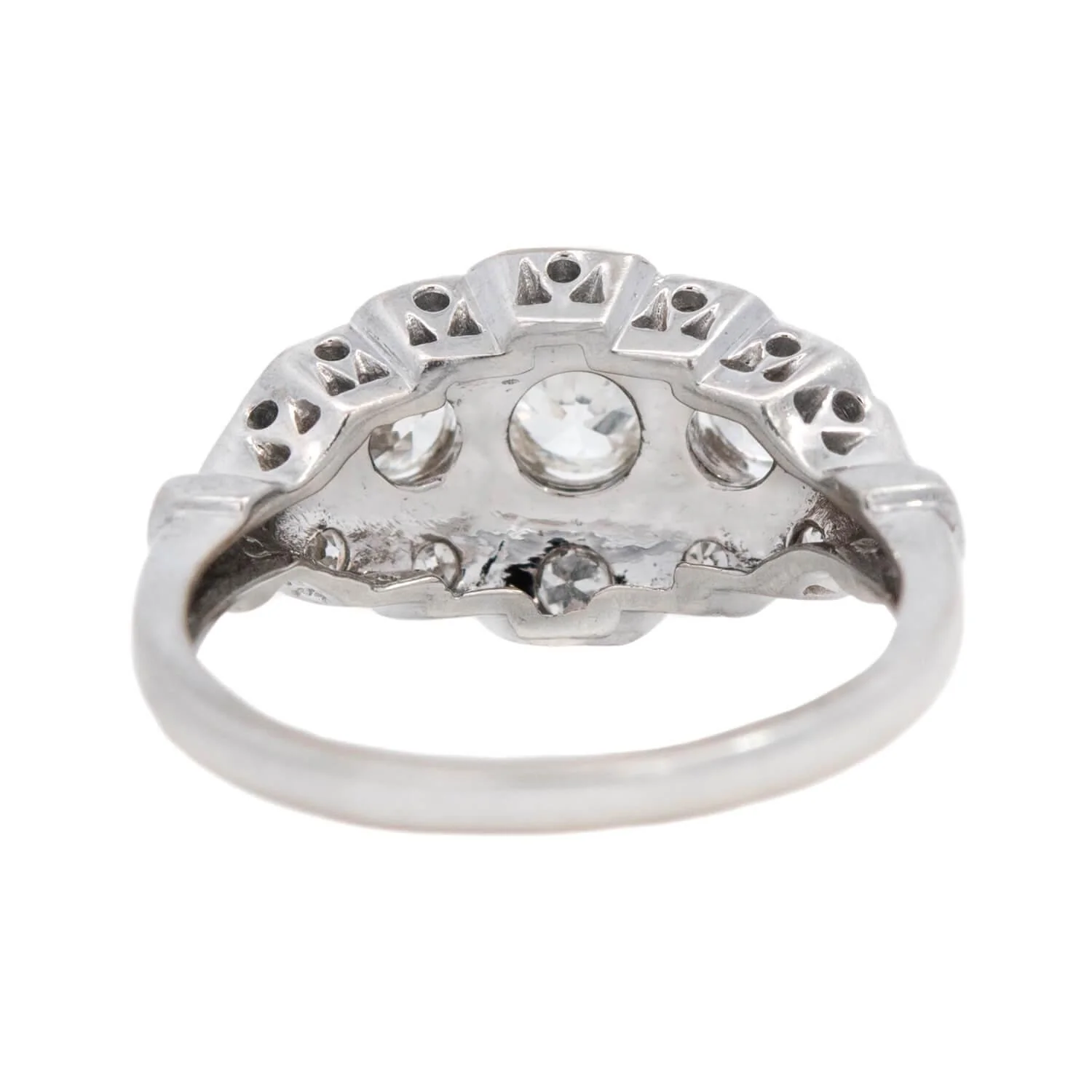 Art Deco 14k Diamond Three Stone Engagement Ring - Image 5