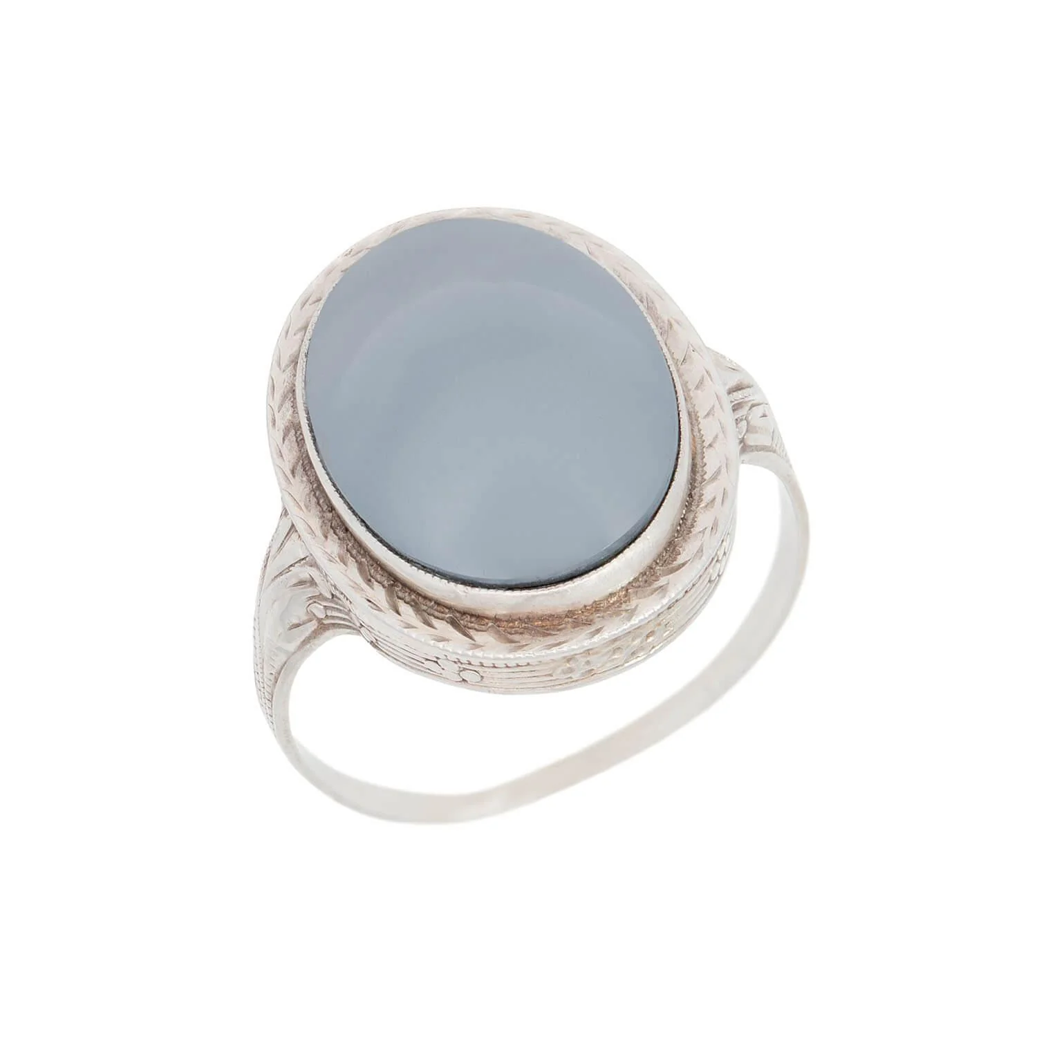 Art Deco 14k Hematite Cabochon Ring