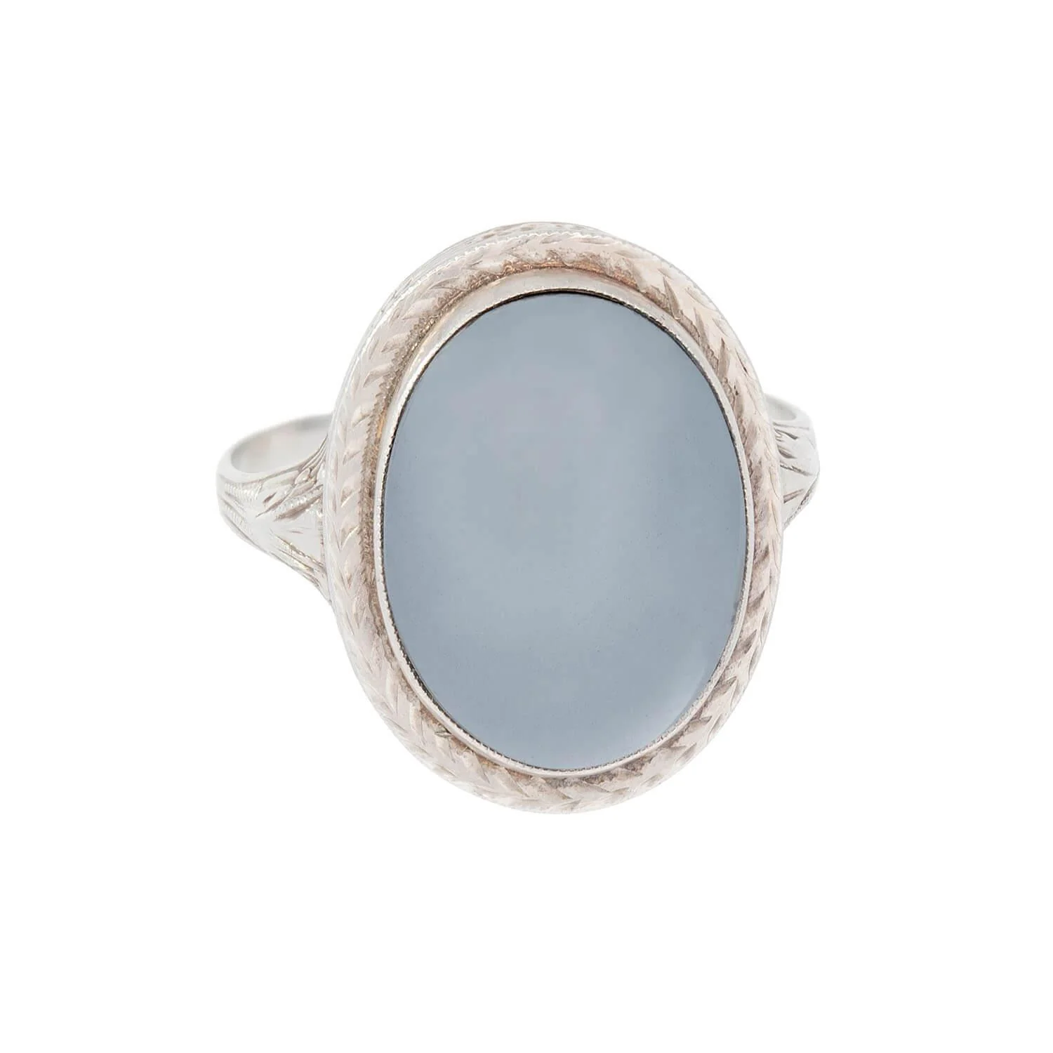 Art Deco 14k Hematite Cabochon Ring - Image 2