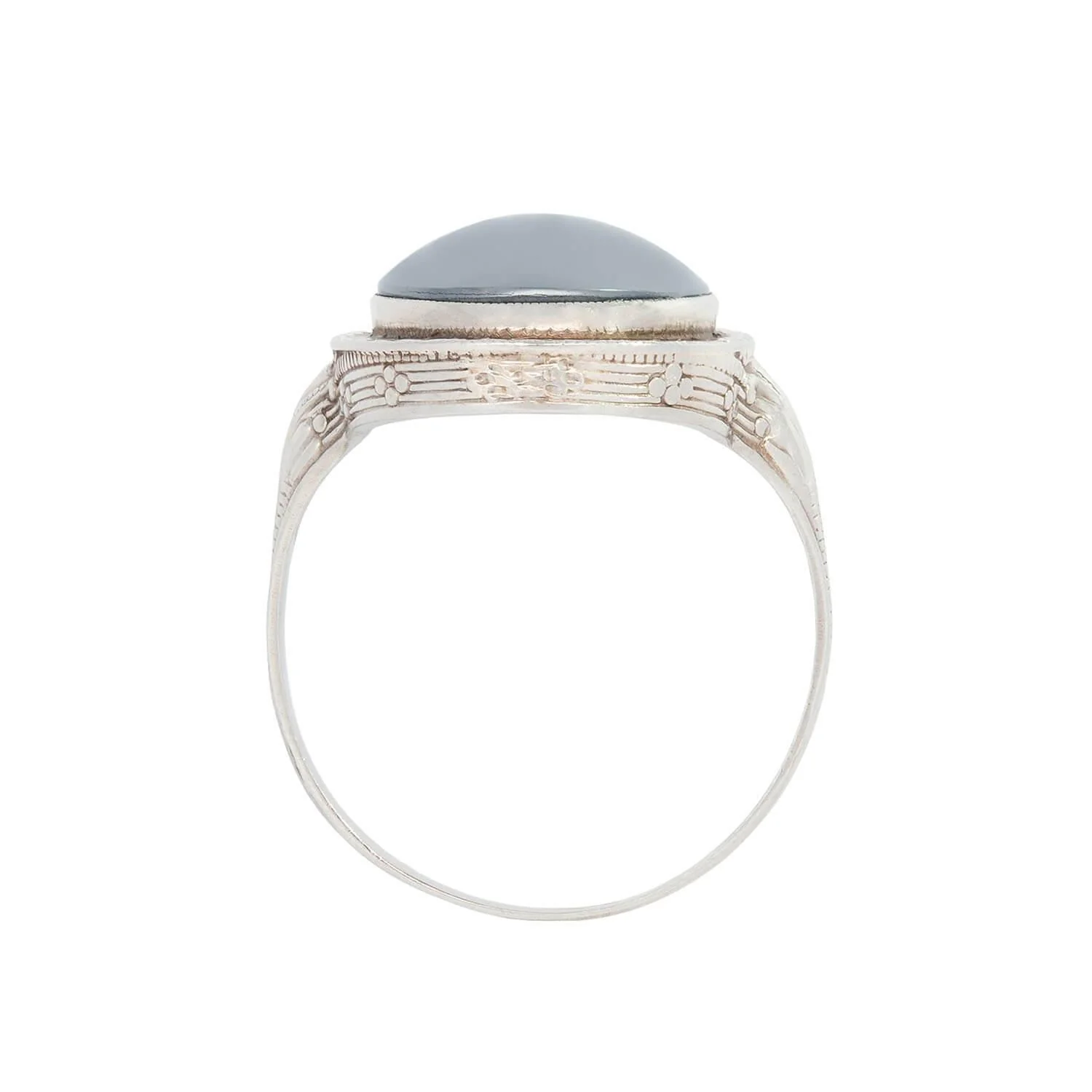 Art Deco 14k Hematite Cabochon Ring - Image 4
