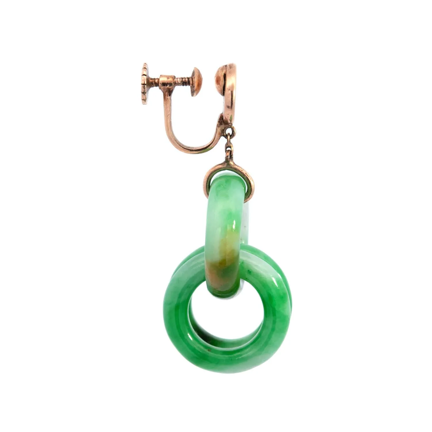 Art Deco 14k Jade "Devil's Work" Interlocking Hoop Earrings - Image 2