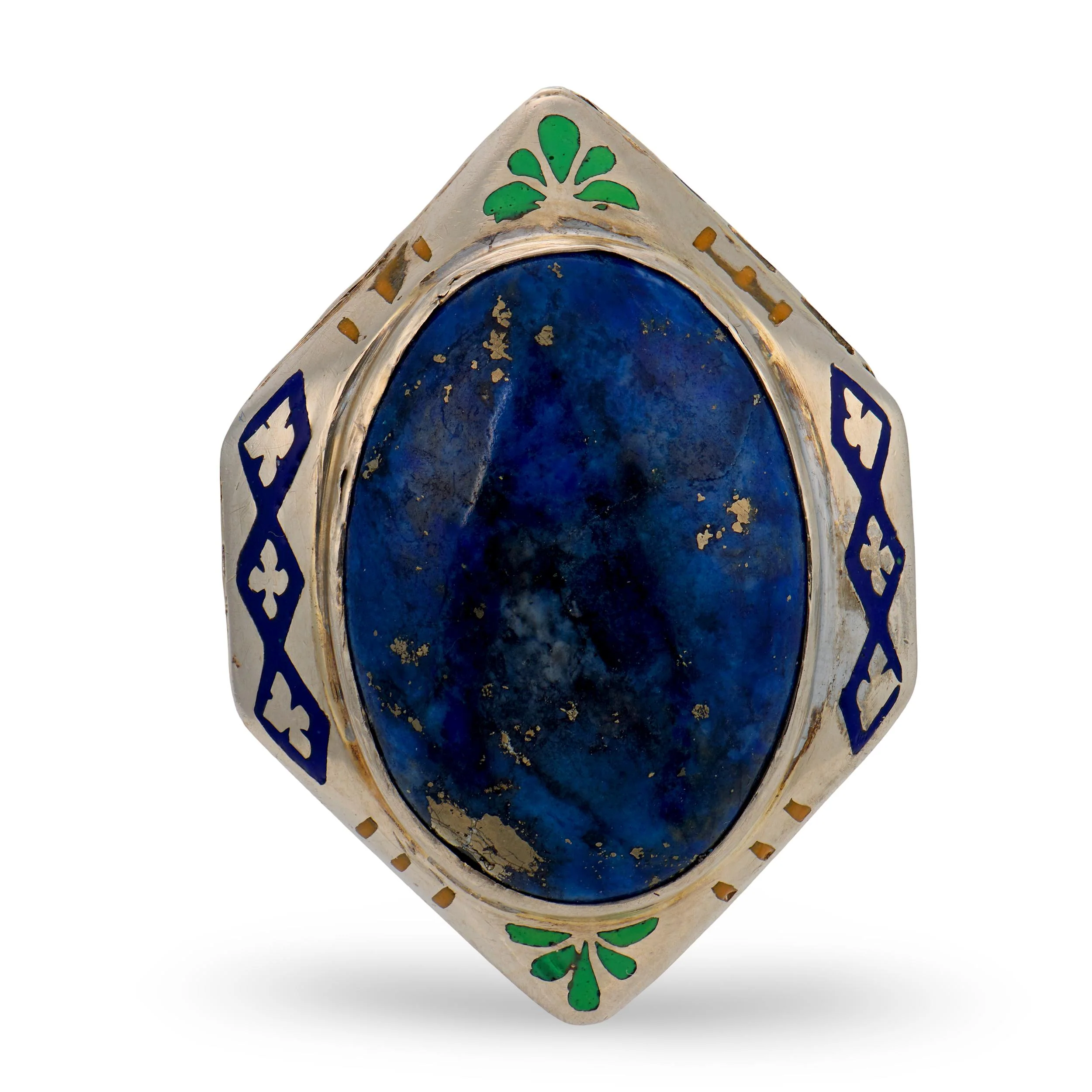 Art Deco 14k Lapis & Enamel Ring - Image 2