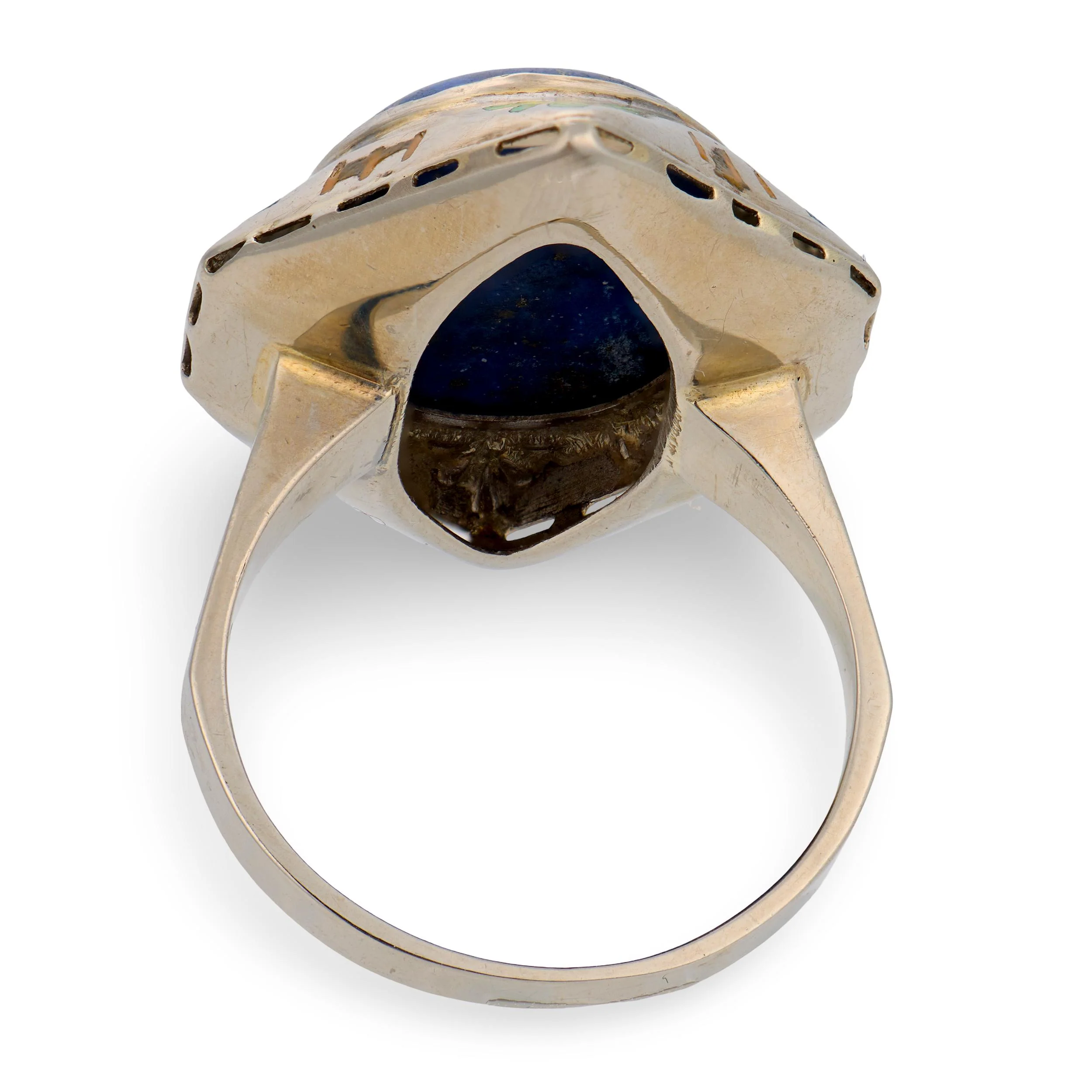 Art Deco 14k Lapis & Enamel Ring - Image 5