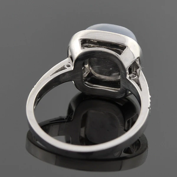 Art Deco 14k Moonstone & Diamond Ring - Image 6