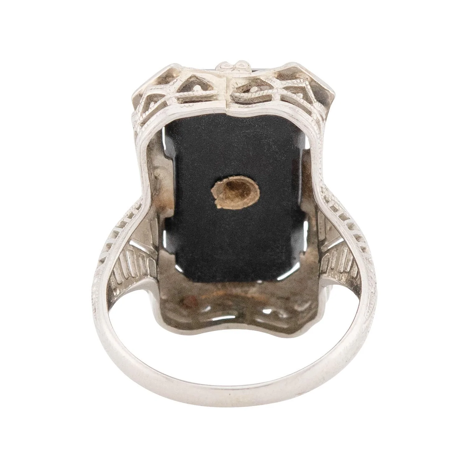 Art Deco 14k Onyx and Diamond Filigree Ring - Image 5