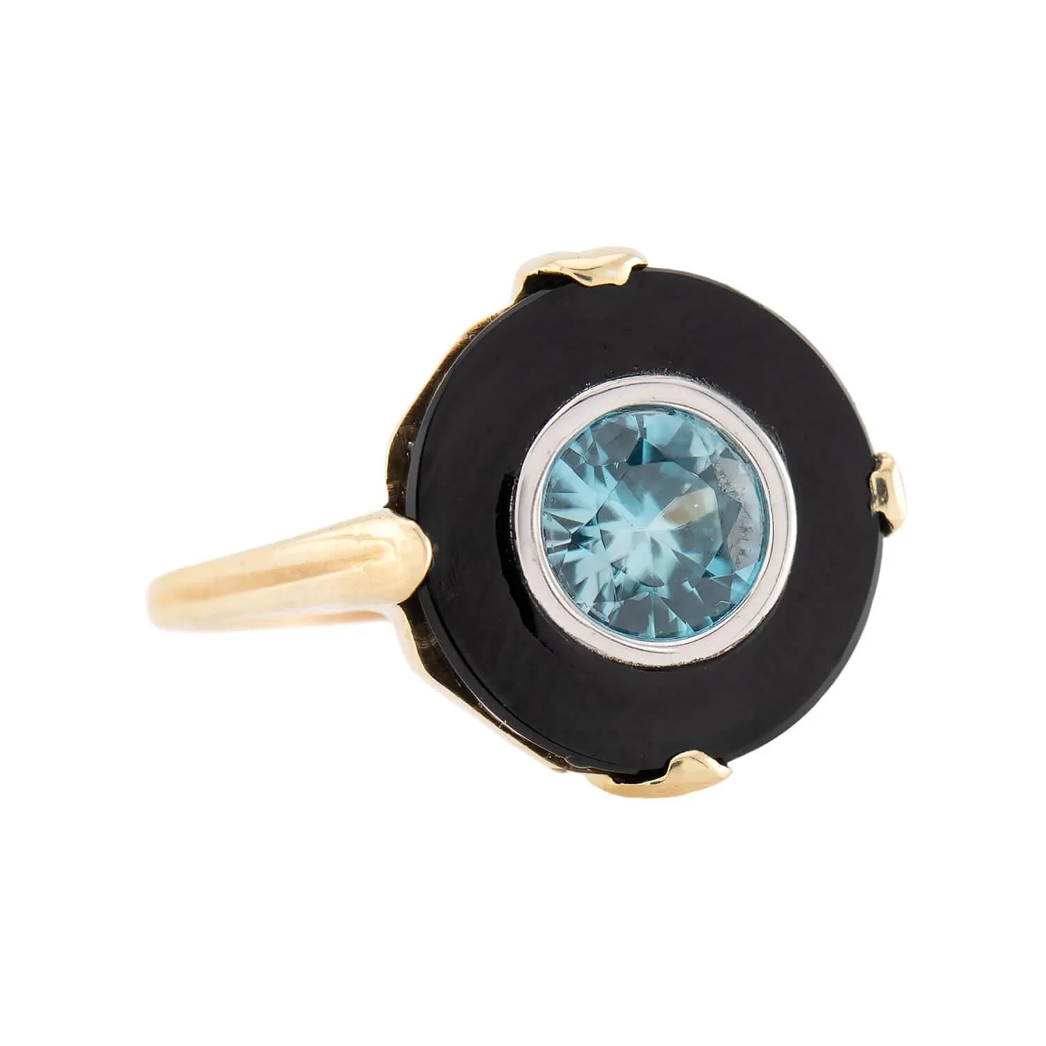 Art Deco 14k Onyx and Zircon Ring - Image 2