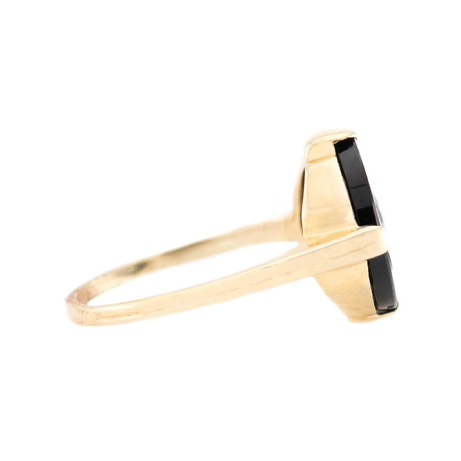 Art Deco 14k Onyx and Zircon Ring - Image 3