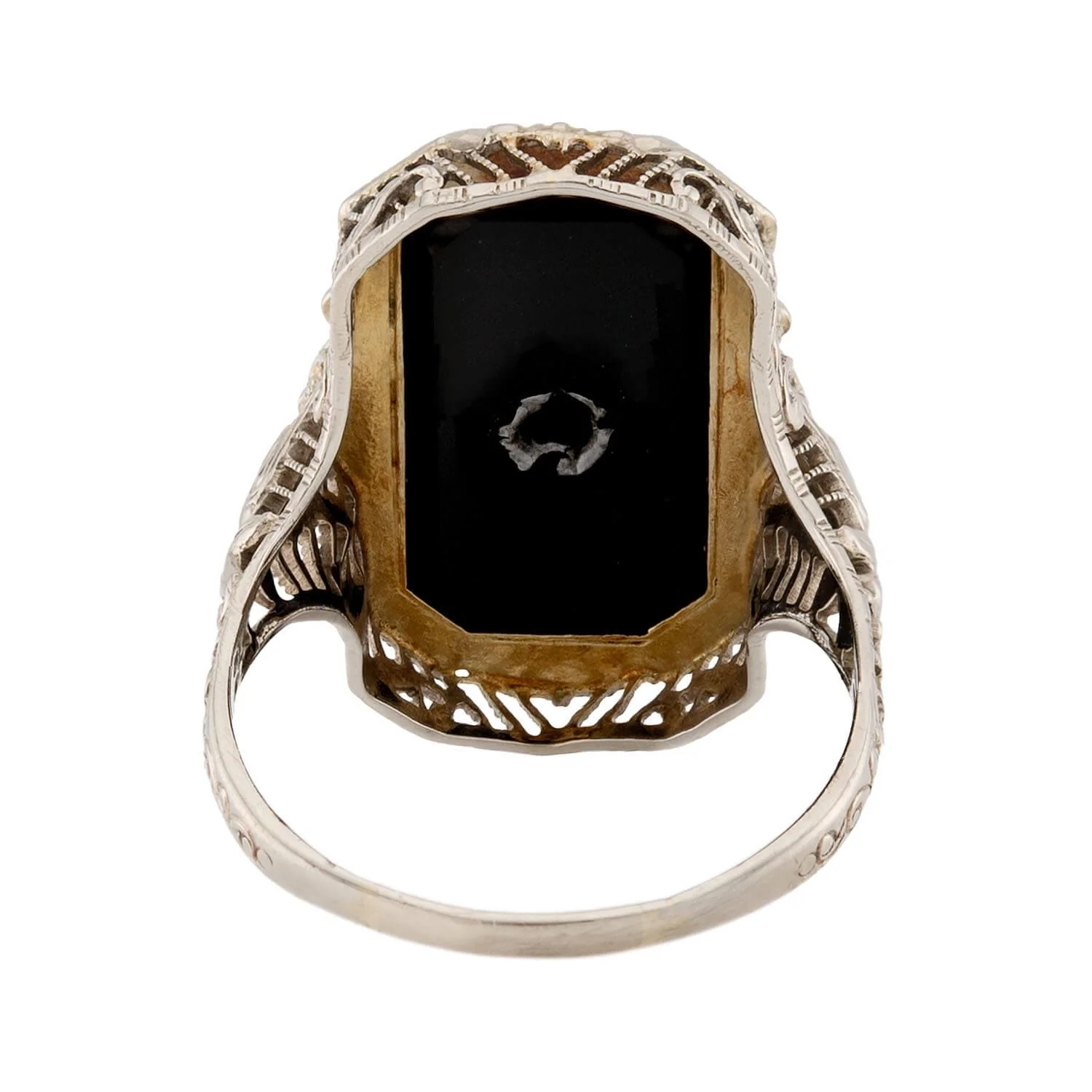 Art Deco 14k Opal, Onyx, and Diamond Filigree Ring - Image 5