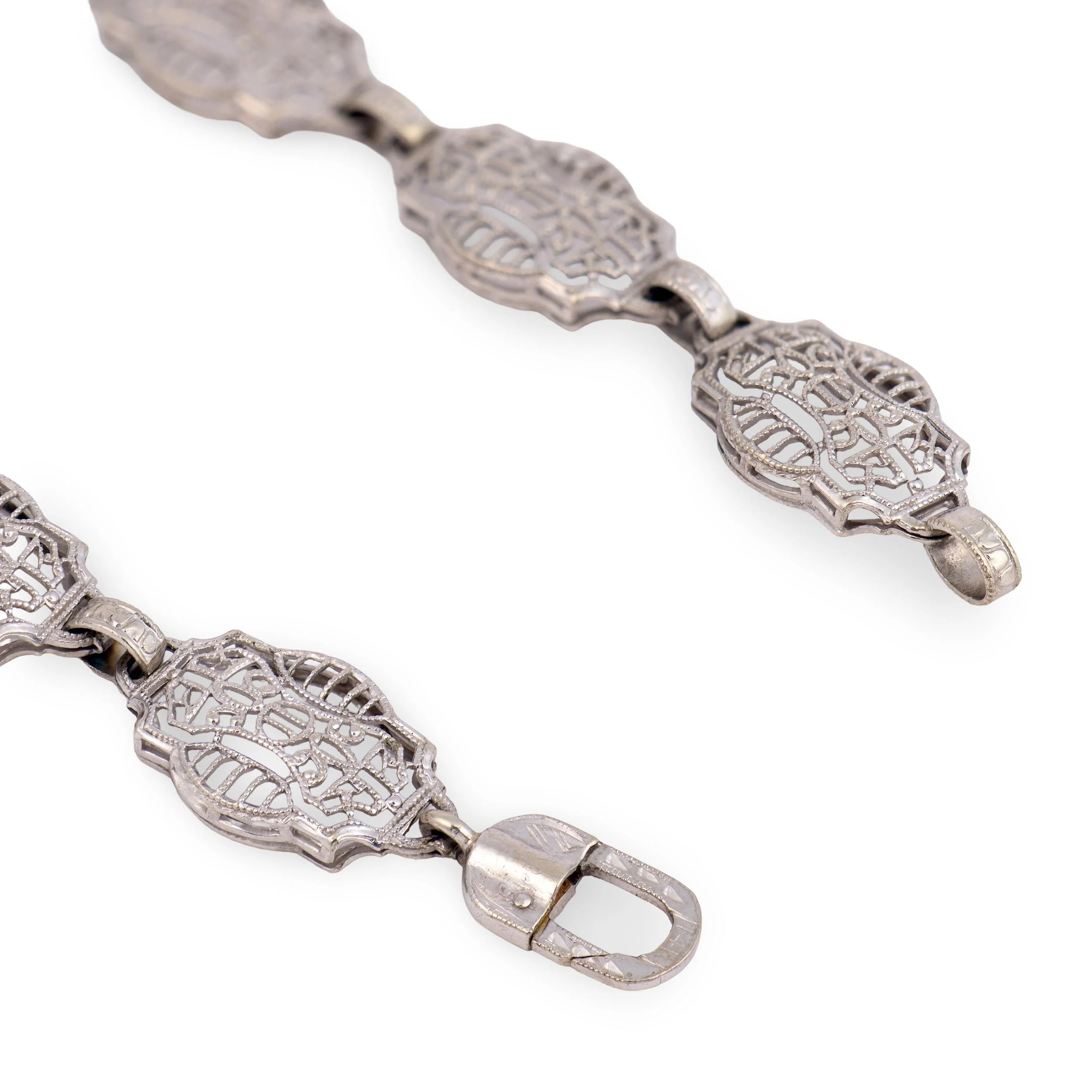 Art Deco 14k Rock Quartz Crystal & Diamond Belly Line Bracelet - Image 5