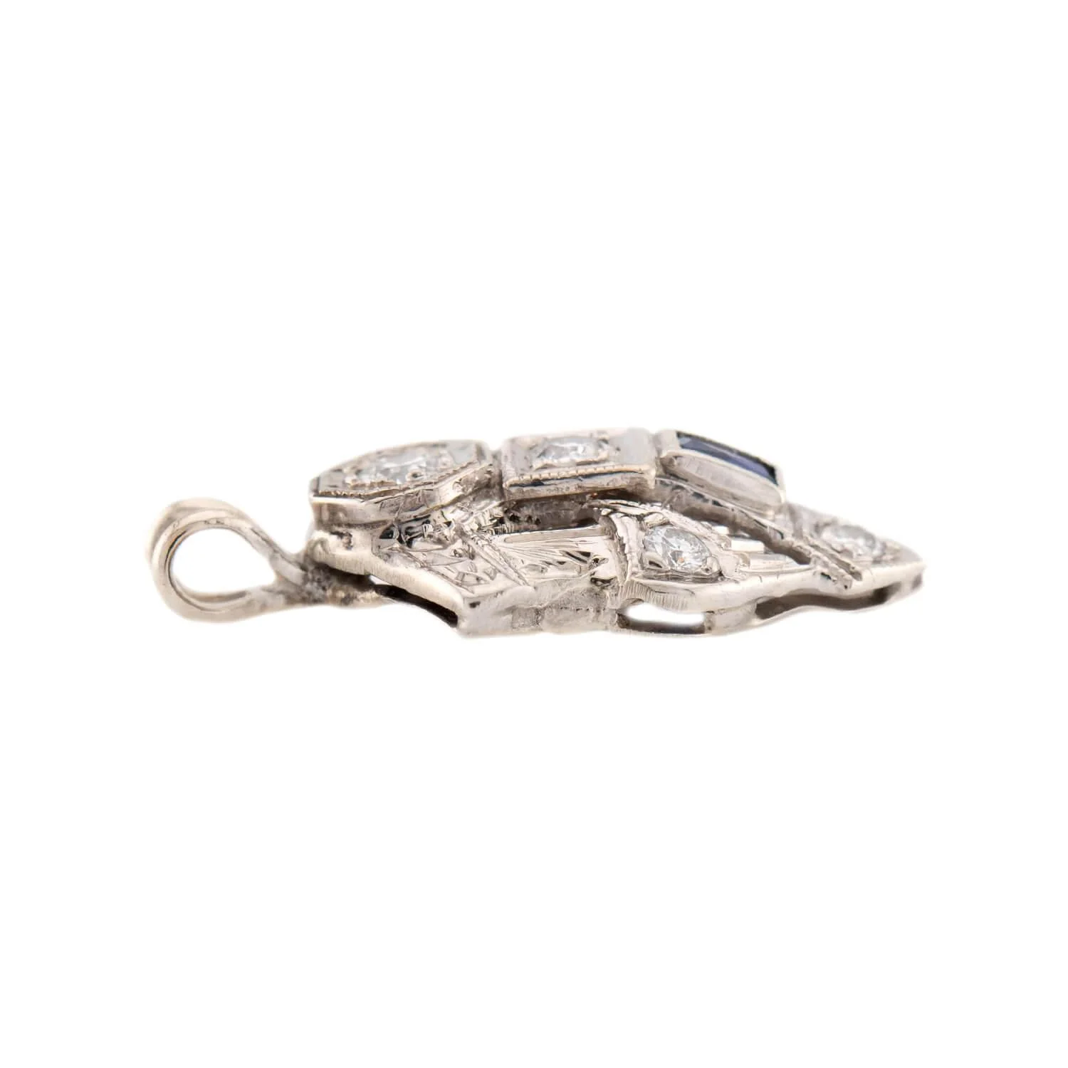 Art Deco 14k Sapphire and Diamond Pendant/Charm - Image 2
