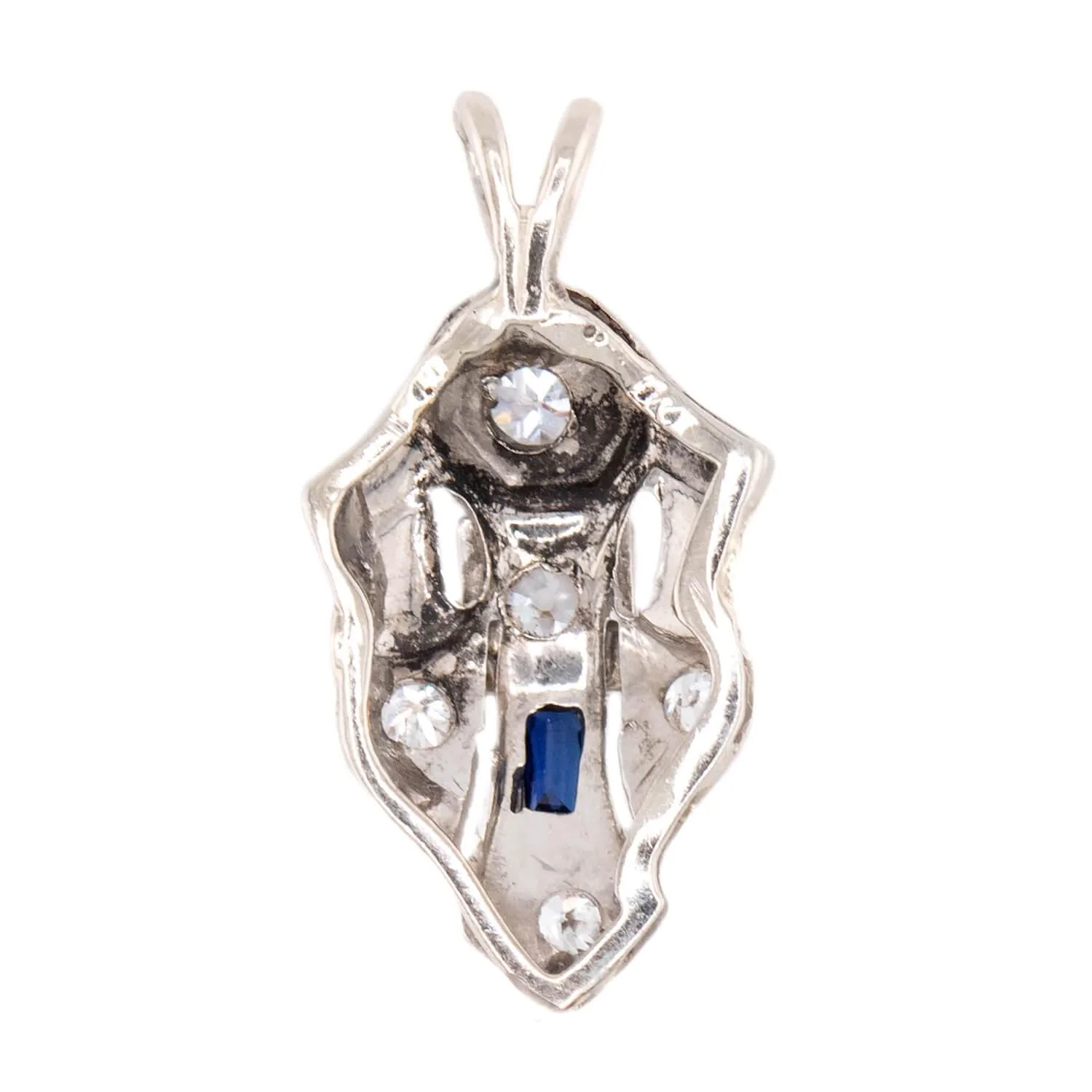 Art Deco 14k Sapphire and Diamond Pendant/Charm - Image 3