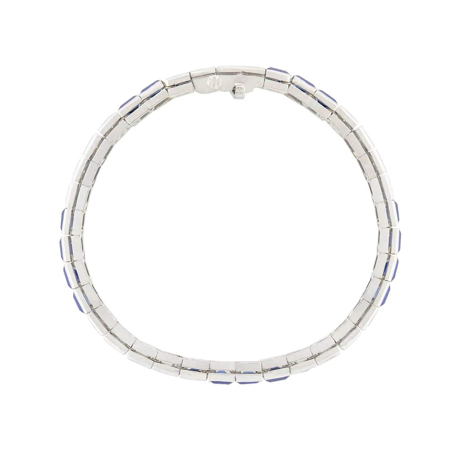 Art Deco 14k Sapphire and Diamond Tennis Bracelet - Image 3