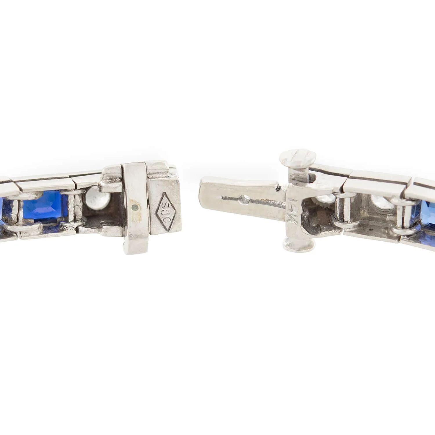 Art Deco 14k Sapphire and Diamond Tennis Bracelet - Image 5