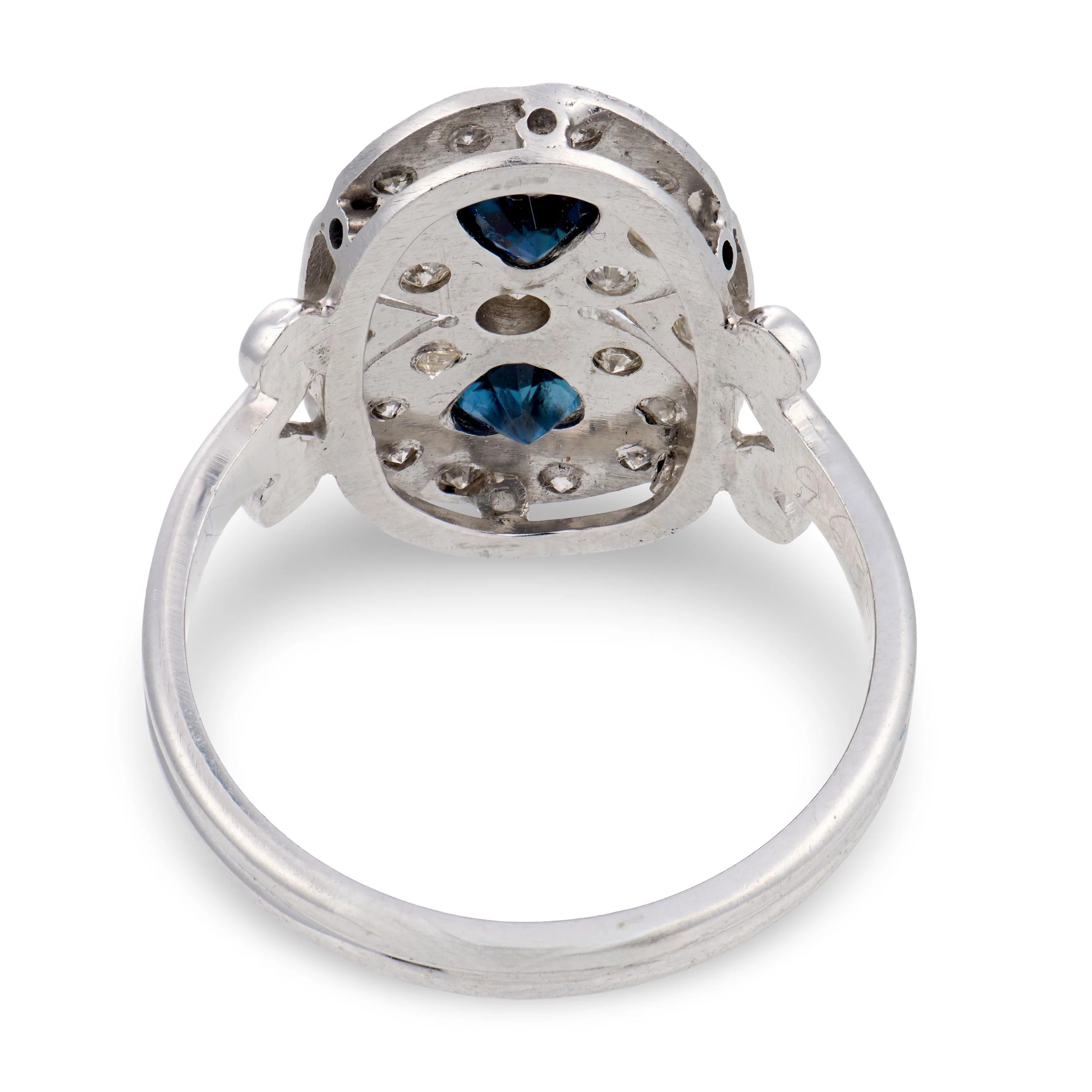 Art Deco 14k Sapphire & Diamond Navette Ring - Image 5