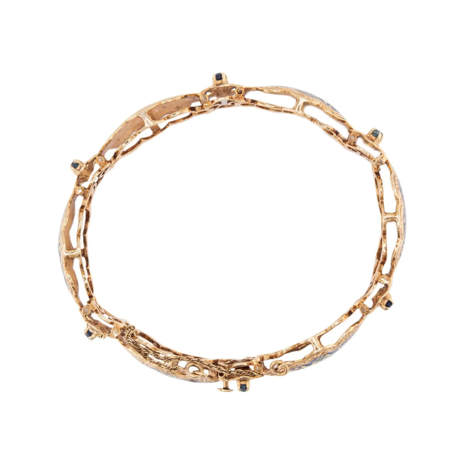 Art Deco 14k Sapphire & Enamel Link Bracelet - Image 2