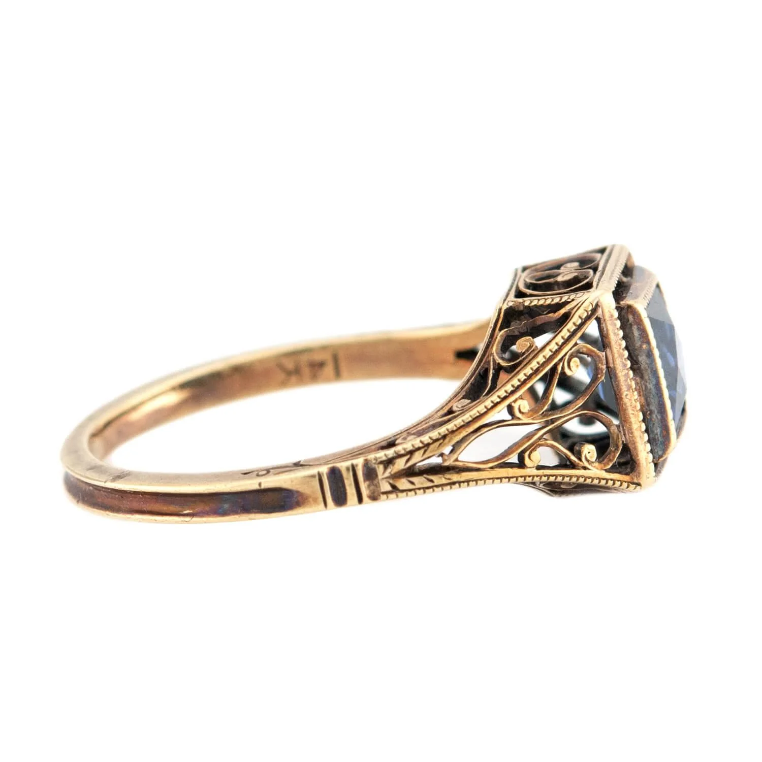 Art Deco 14k Sapphire Ring - Image 3