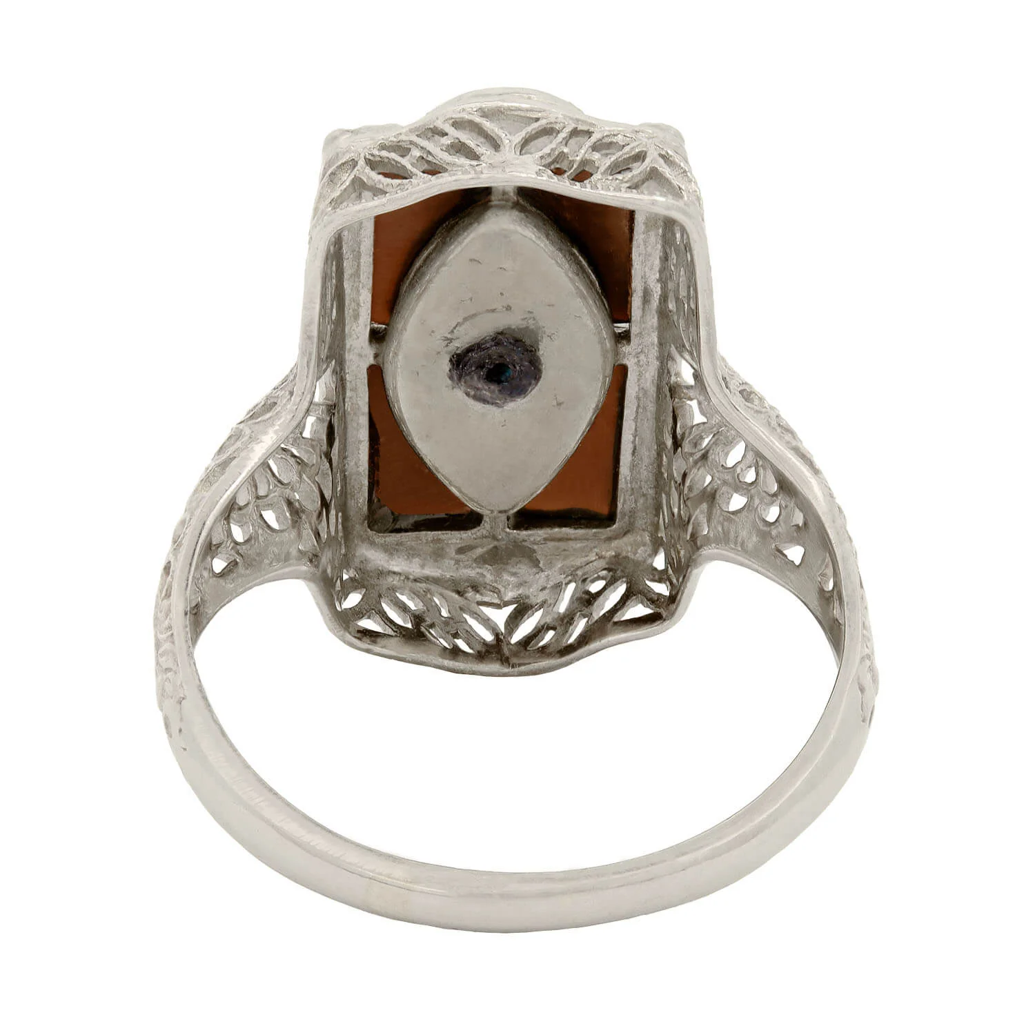 Art Deco 14k White Gold Filagree Black Onyx Center Rose Cut Diamond - Image 5