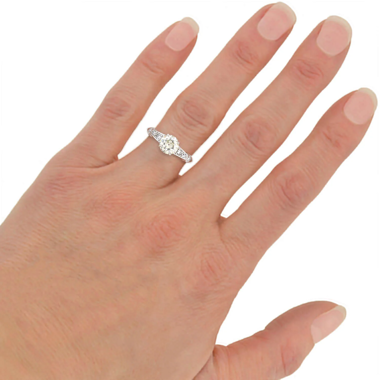 Art Deco 14kt Diamond Engagement Ring 1.10ct - Image 6