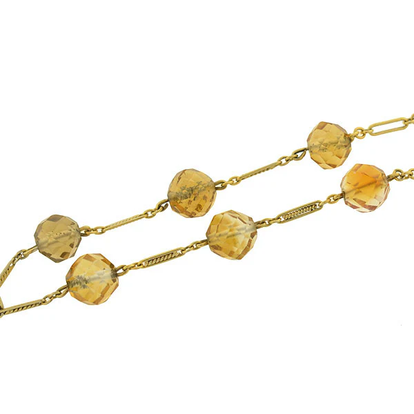 Art Deco 14kt Egyptian Revival Carved Citrine Pharaoh Necklace - Image 4