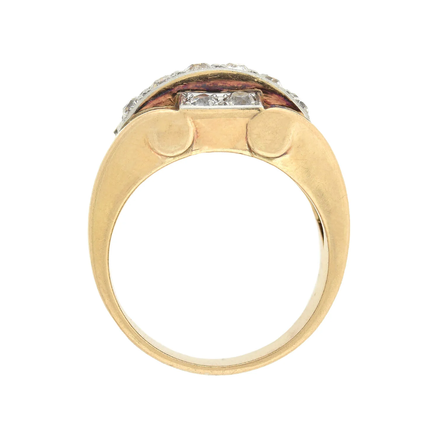 Retro 14kt/Platinum + Diamond Statement Ring - Image 3